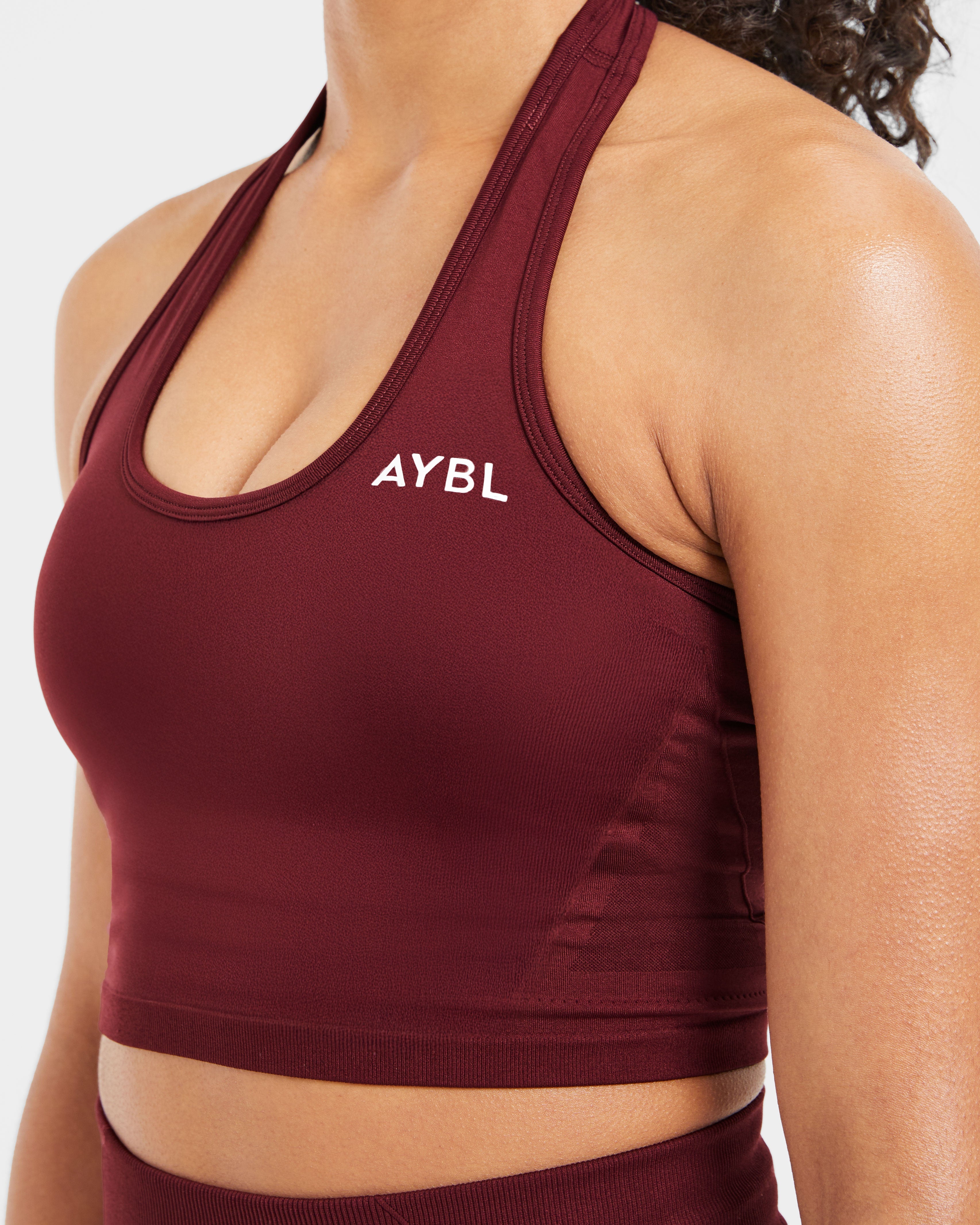 Empower Seamless Halterneck Crop Top - Rot Wine
