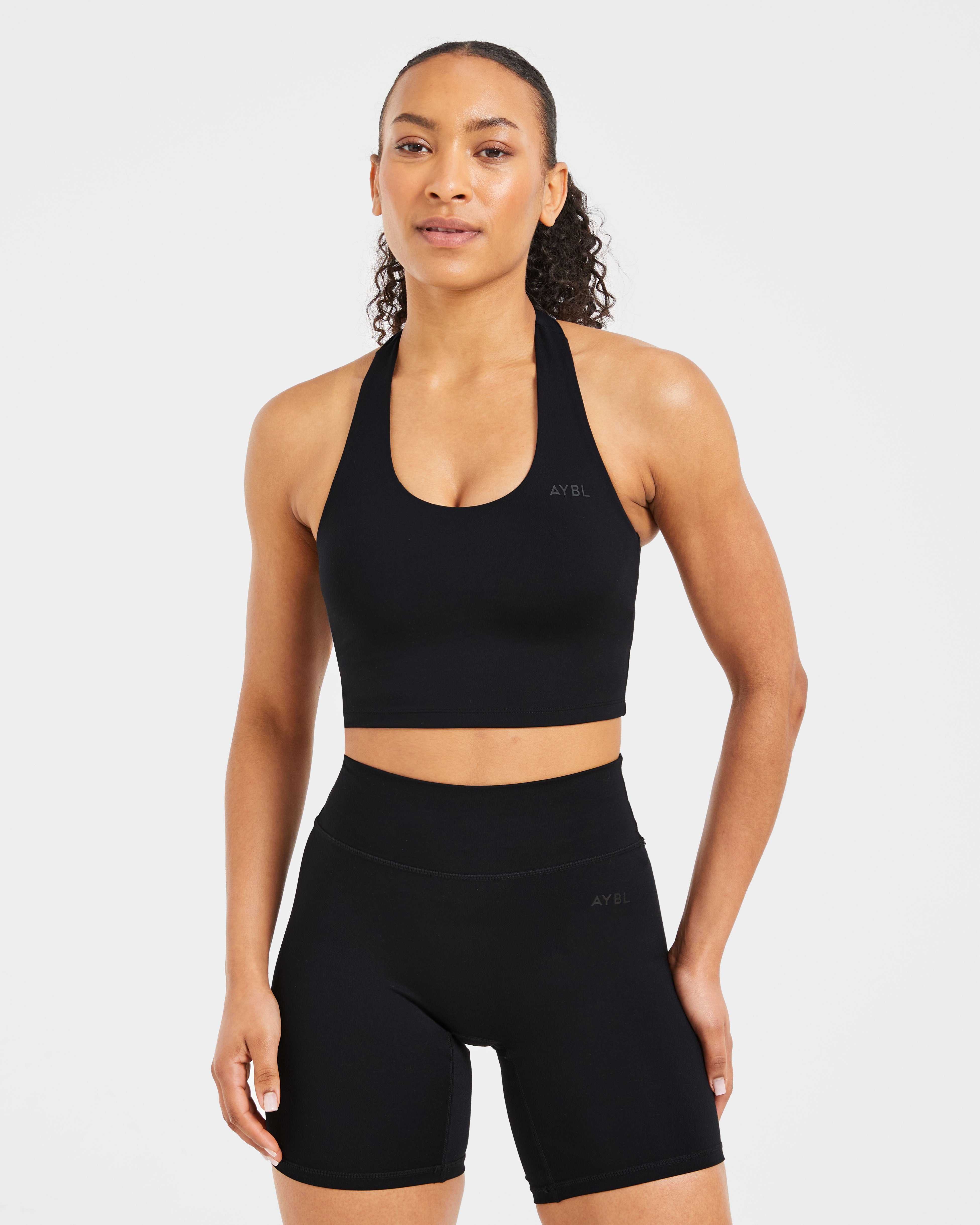 Staple Halterneck Crop Top - Schwarz
