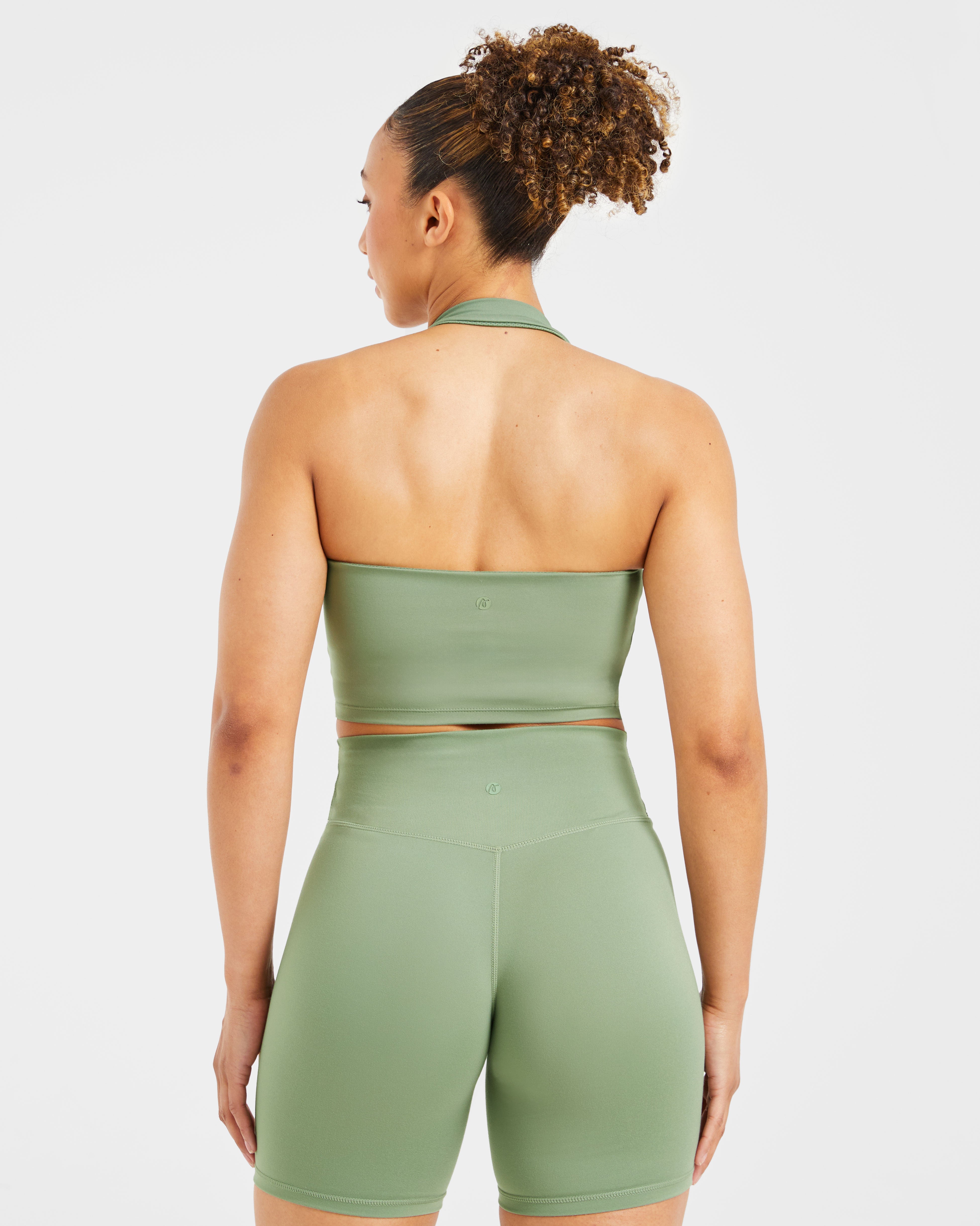 Staple Halterneck Crop Top - Olive Grün