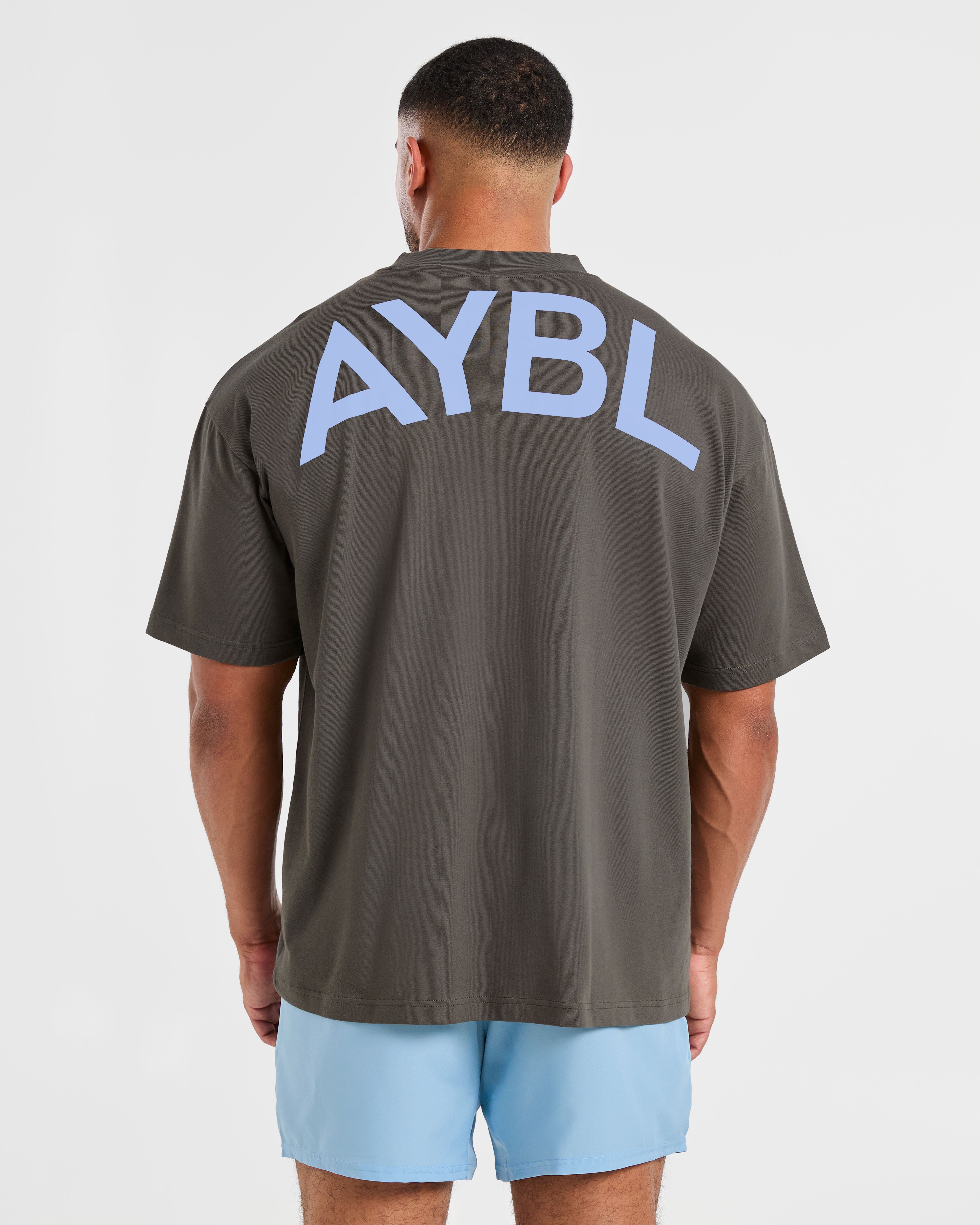 Essential Oversized T Shirt - Charcoal/Cornflower Blau