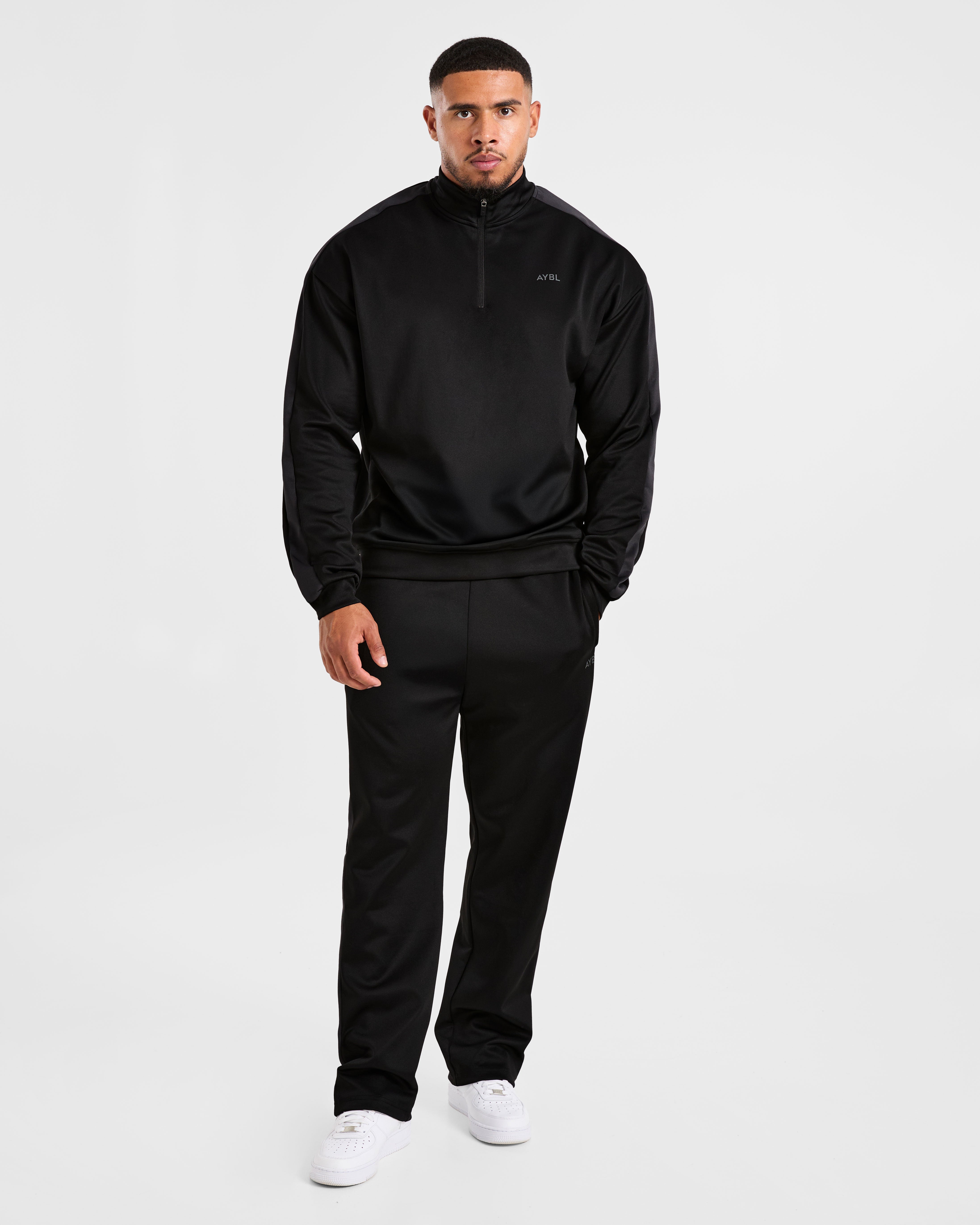 Classic Track 1/4 Zip Pullover - Schwarz/Charcoal