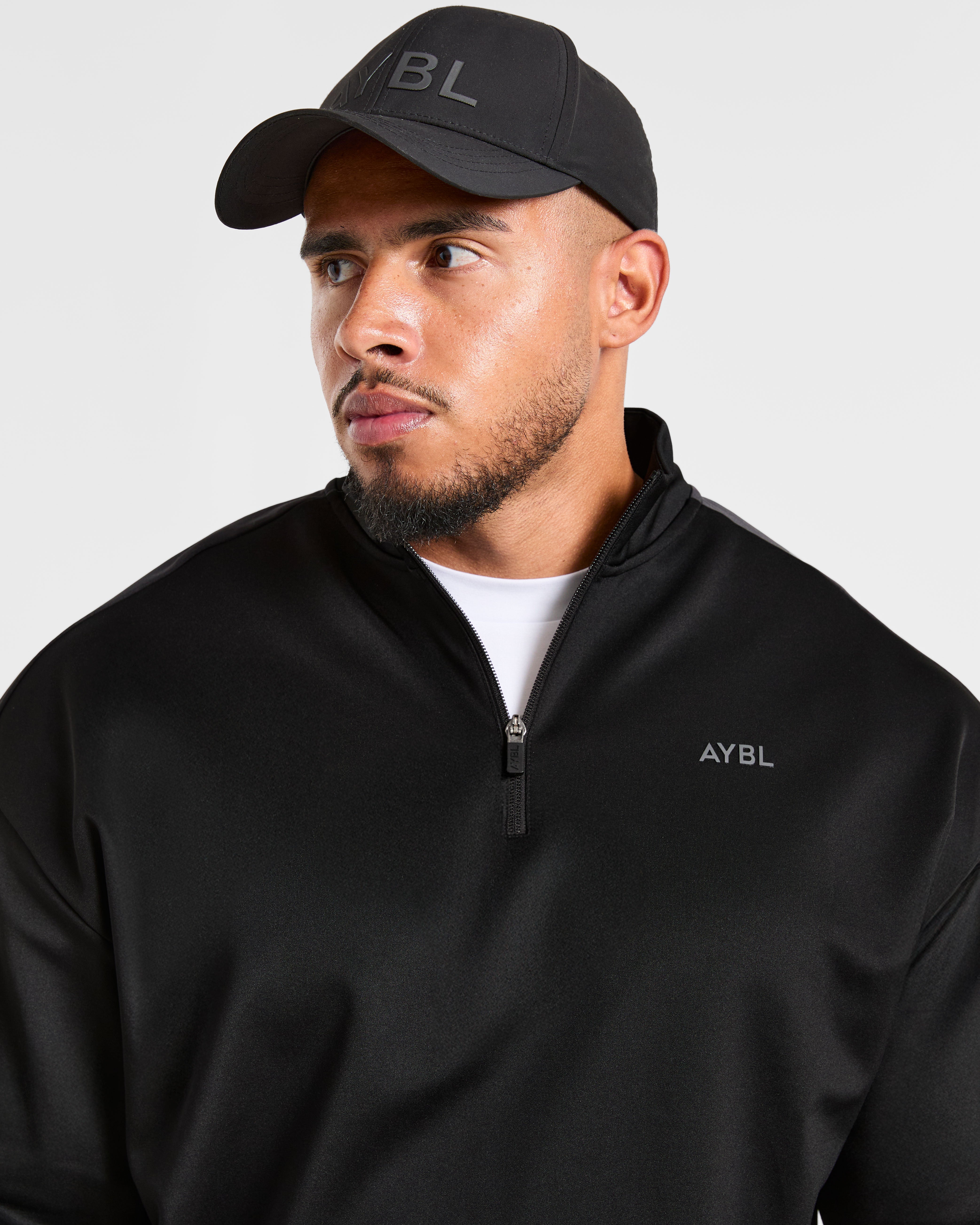 Classic Track 1/4 Zip Pullover - Schwarz/Charcoal