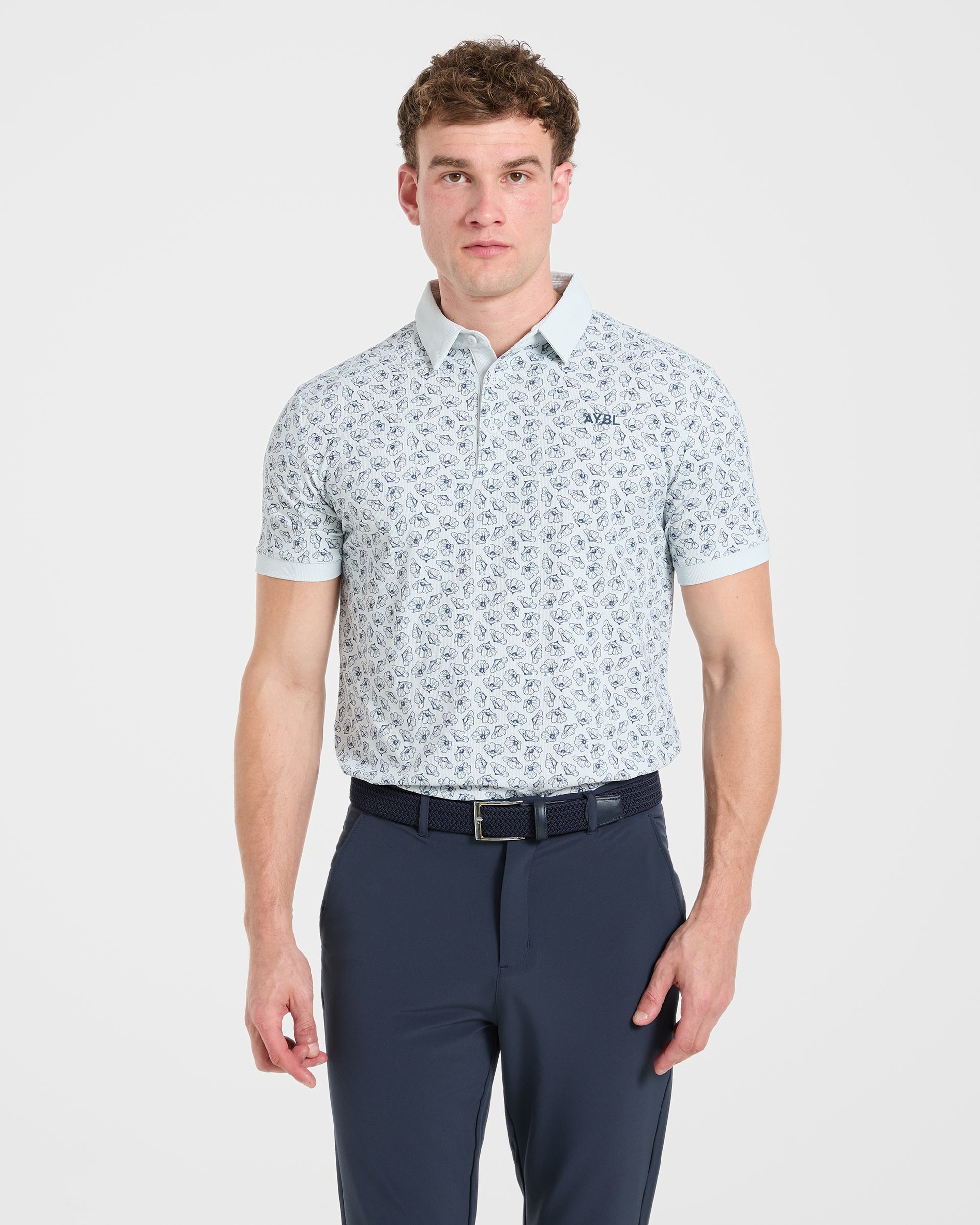 Precision Camellias Polo - Ice Blau