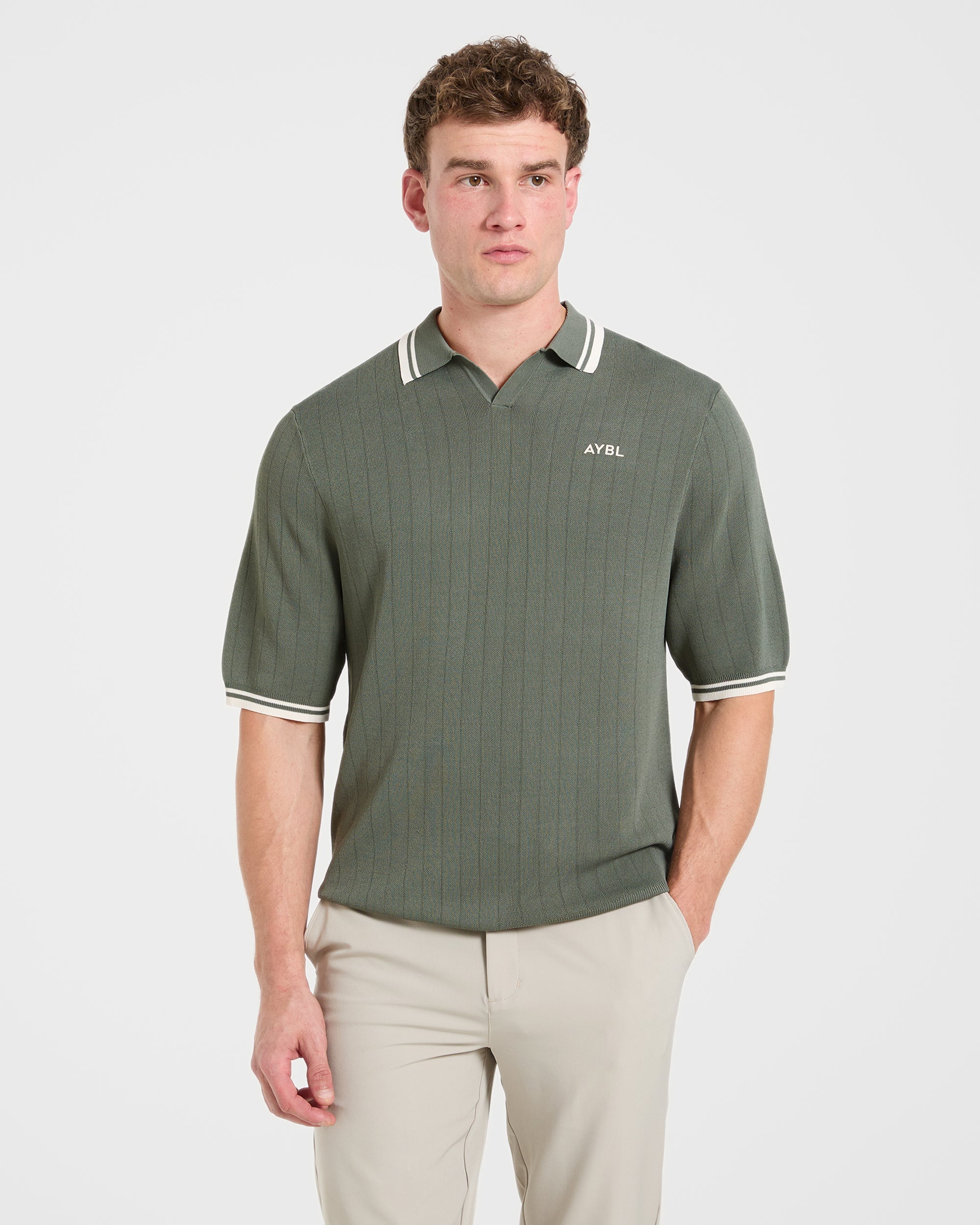 Classic Knitted Polo - Hillside Grün