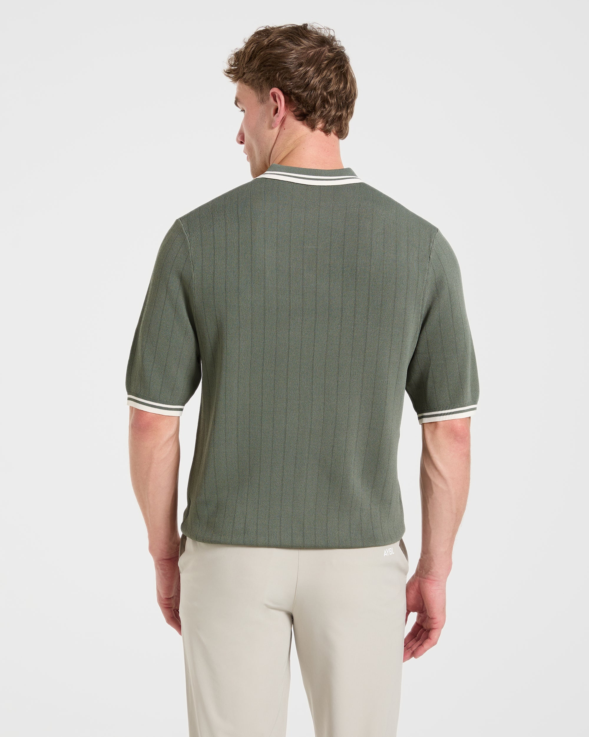 Classic Knitted Polo - Hillside Grün