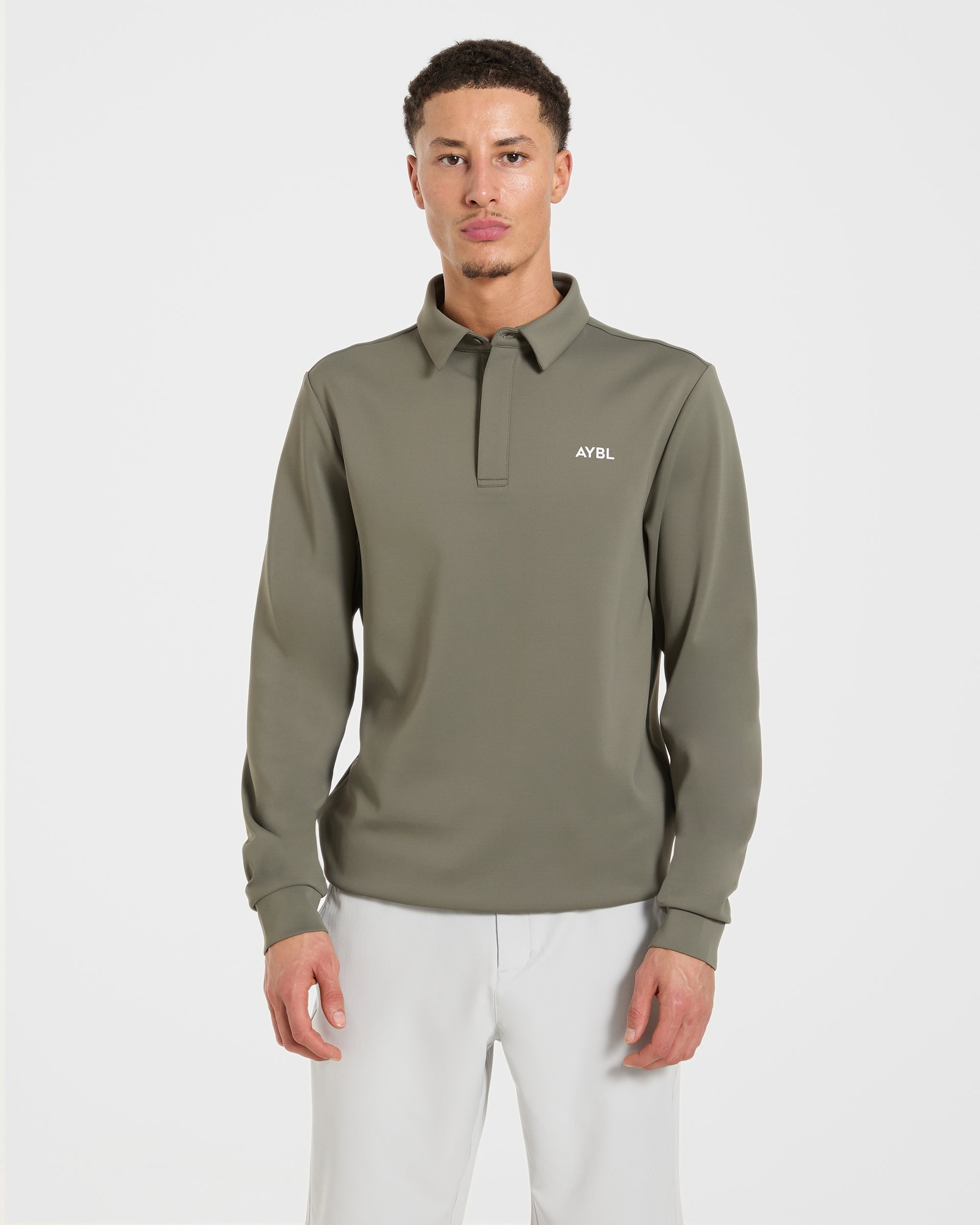 Precision Longsleeve Collared Pullover - Deep Sage