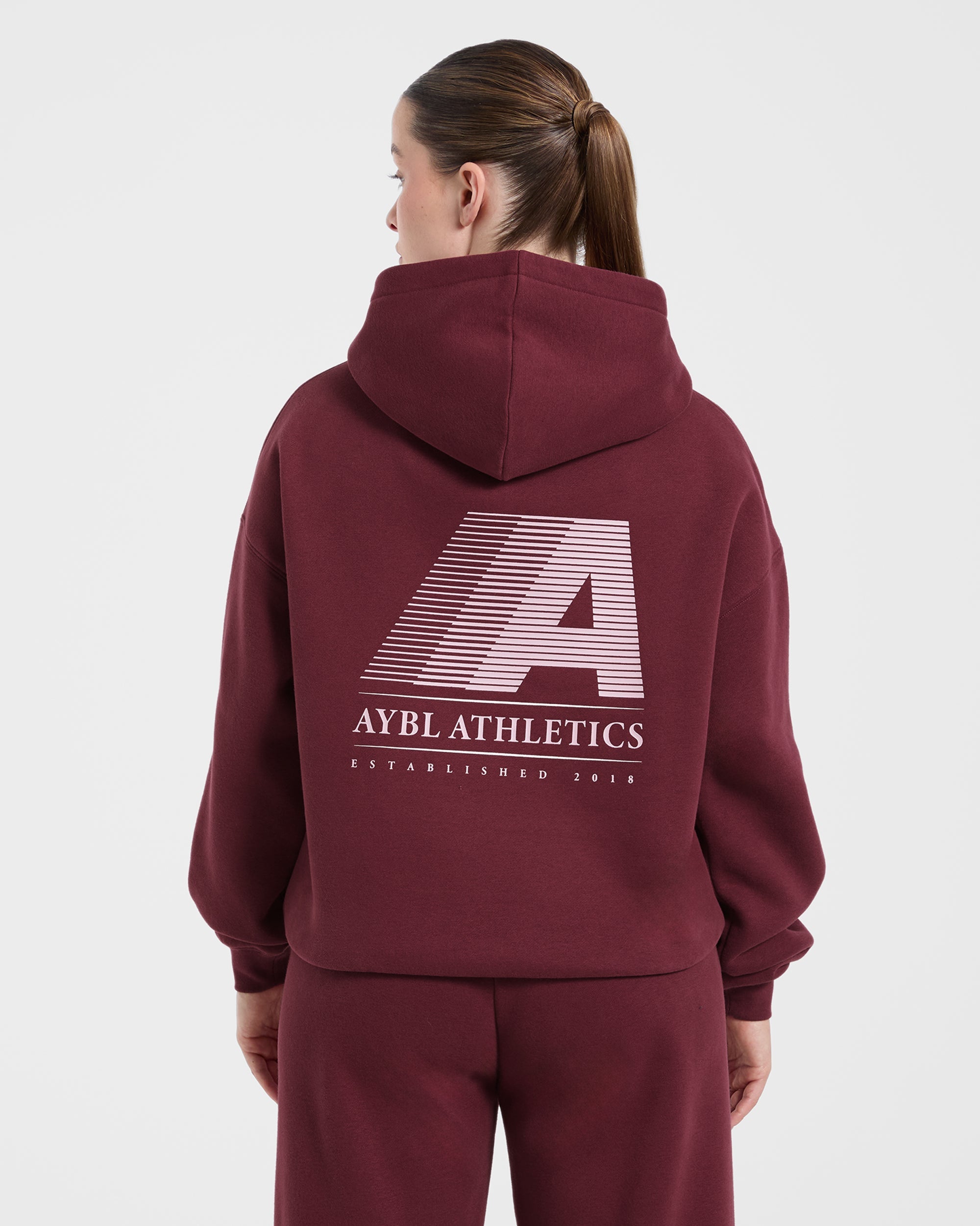Retro Athletics Oversized Hoodie - Deep Raspberry/Rosa