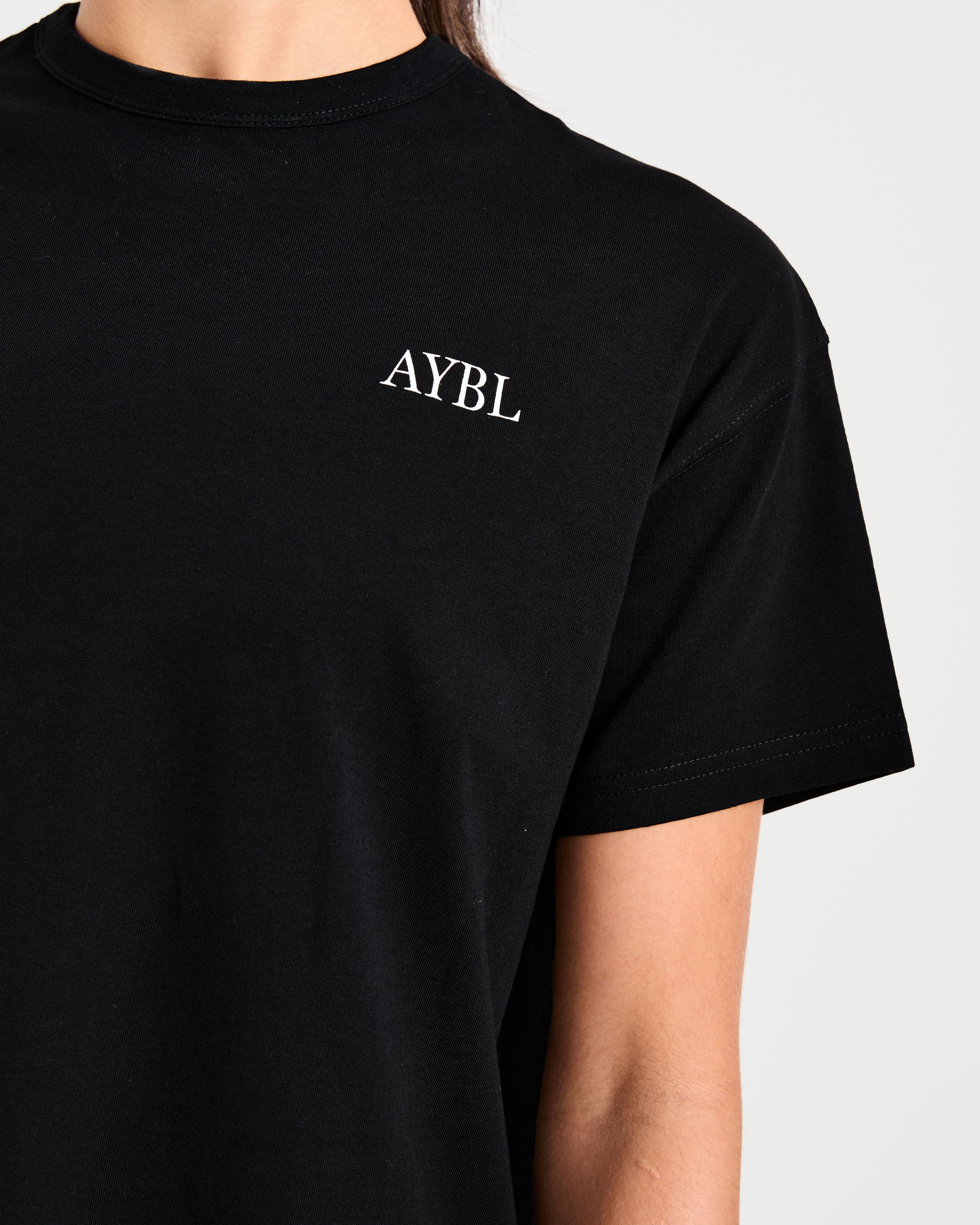 AYBL Sports Club Script Oversized T Shirt - Schwarz