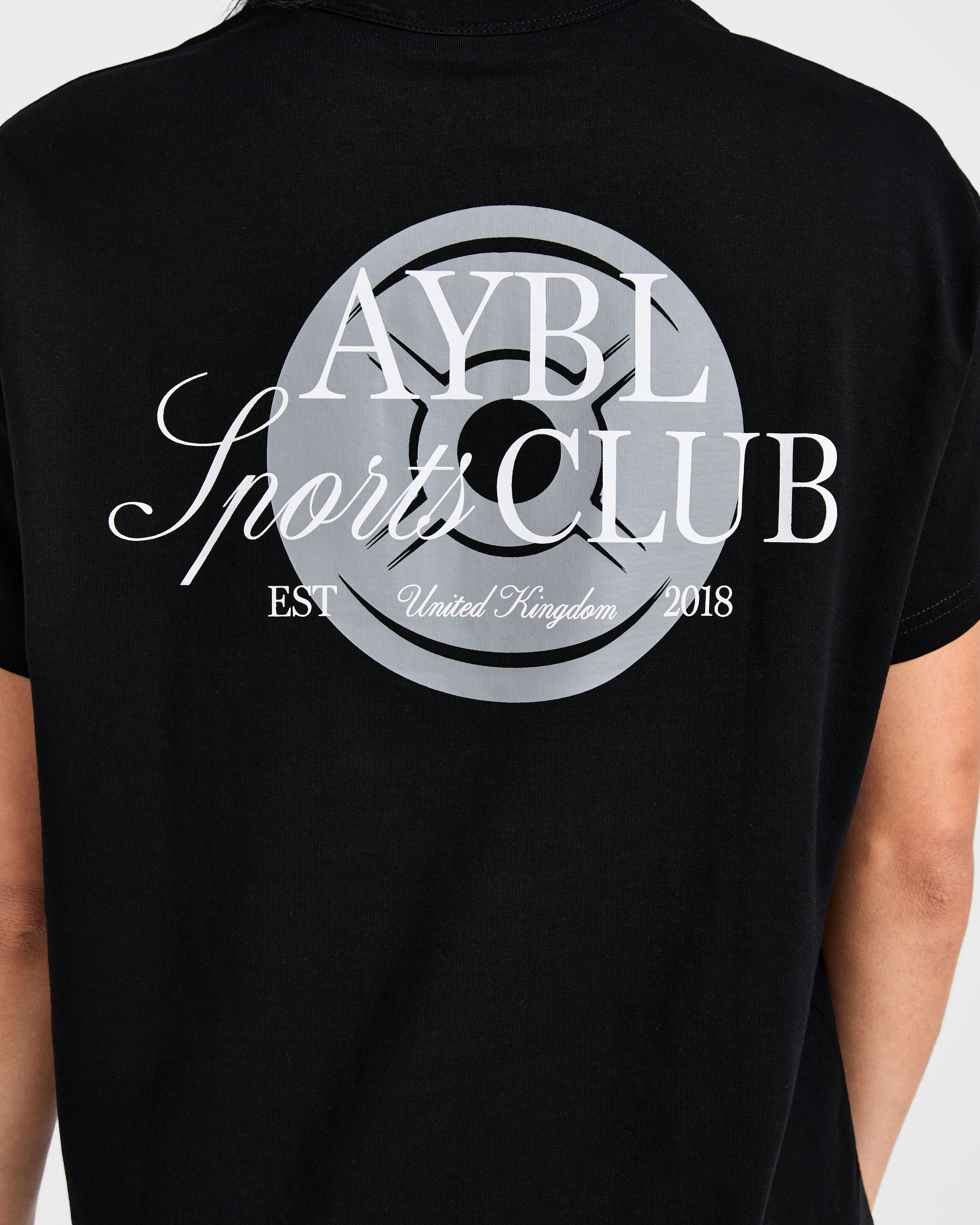 AYBL Sports Club Script Oversized T Shirt - Schwarz