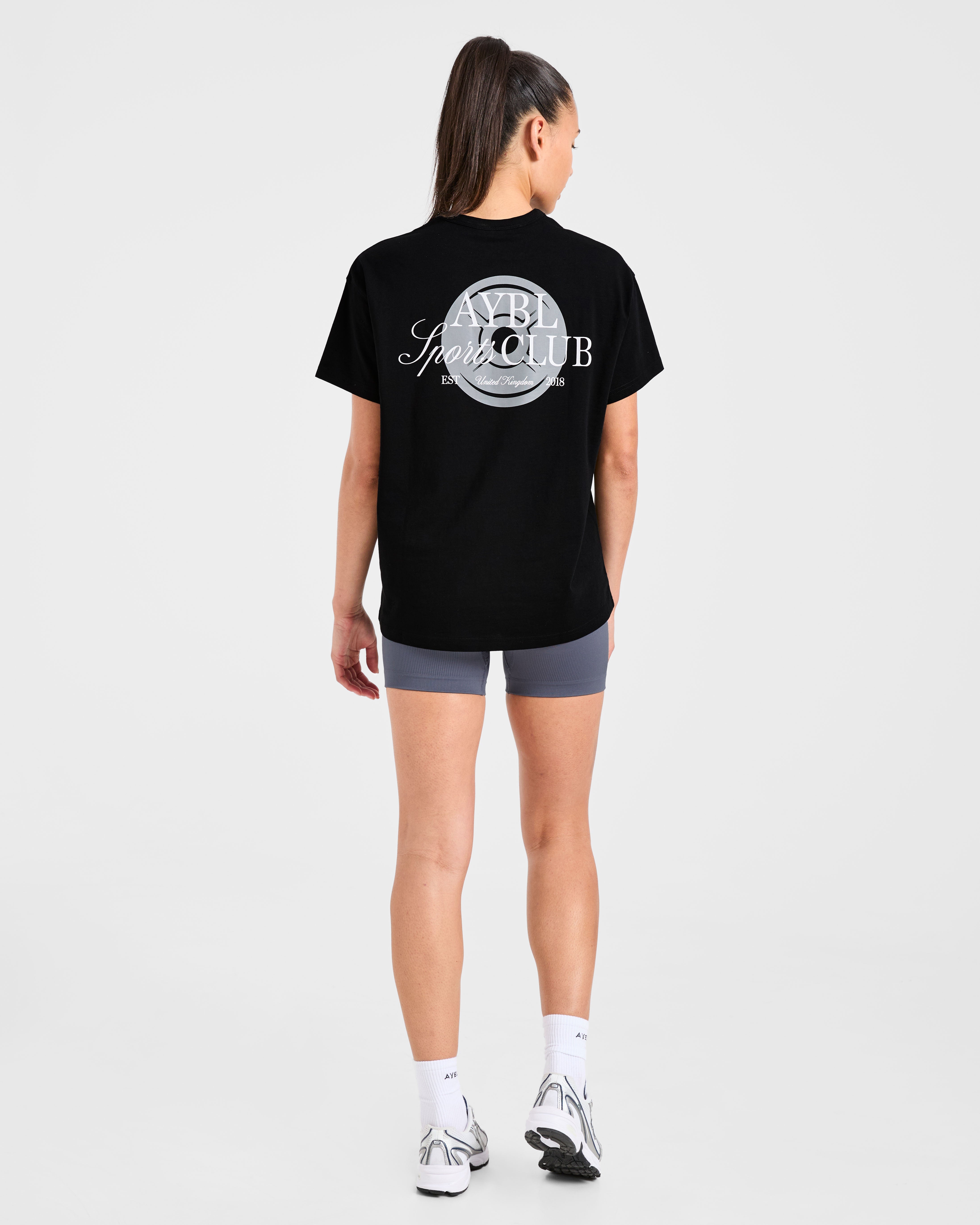 AYBL Sports Club Script Oversized T Shirt - Schwarz
