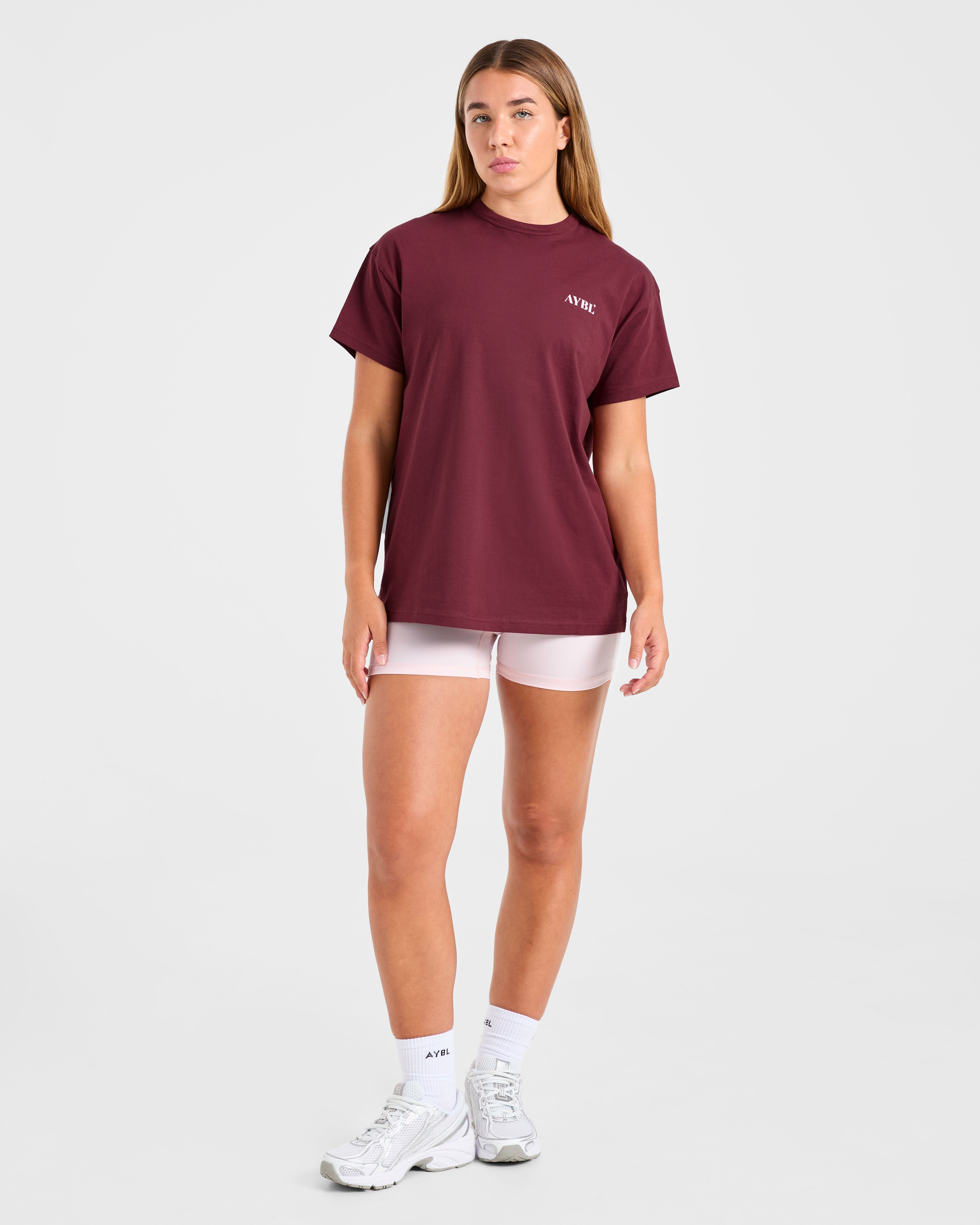 Dedicate To The Journey Oversized T Shirt - Burgunderrot