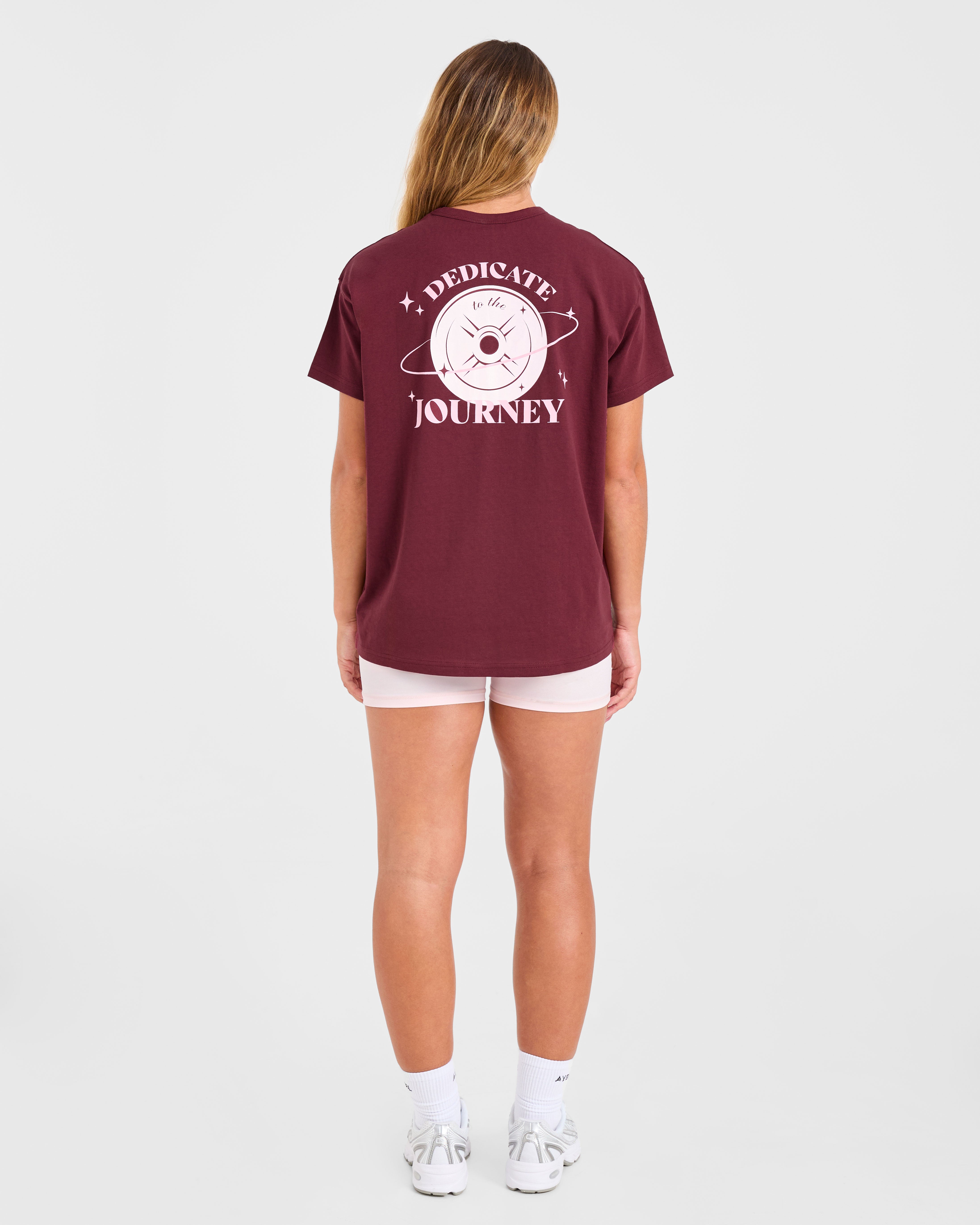 Dedicate To The Journey Oversized T Shirt - Burgunderrot