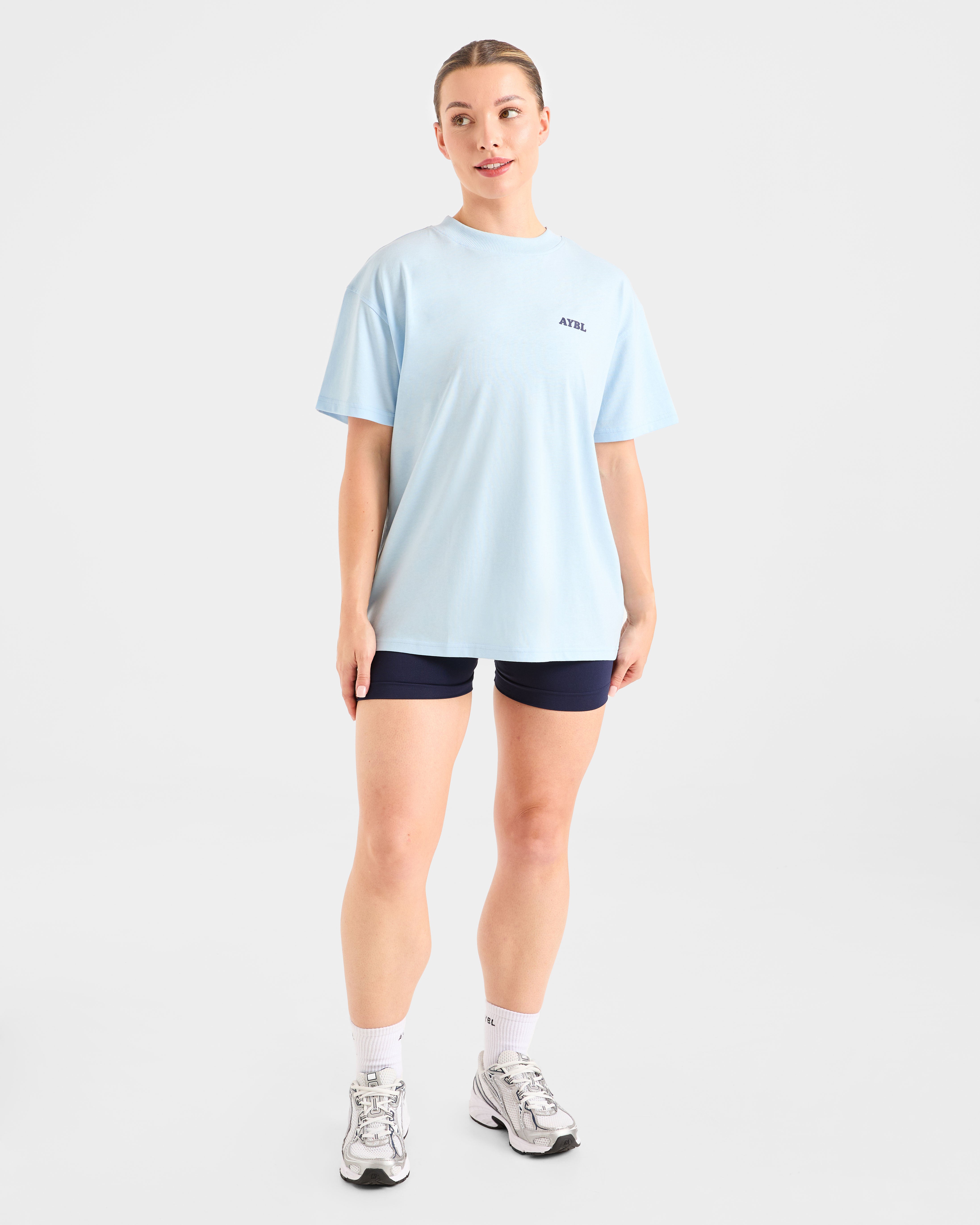 Sports Club Wavy Oversized T Shirt - Blau/Navy