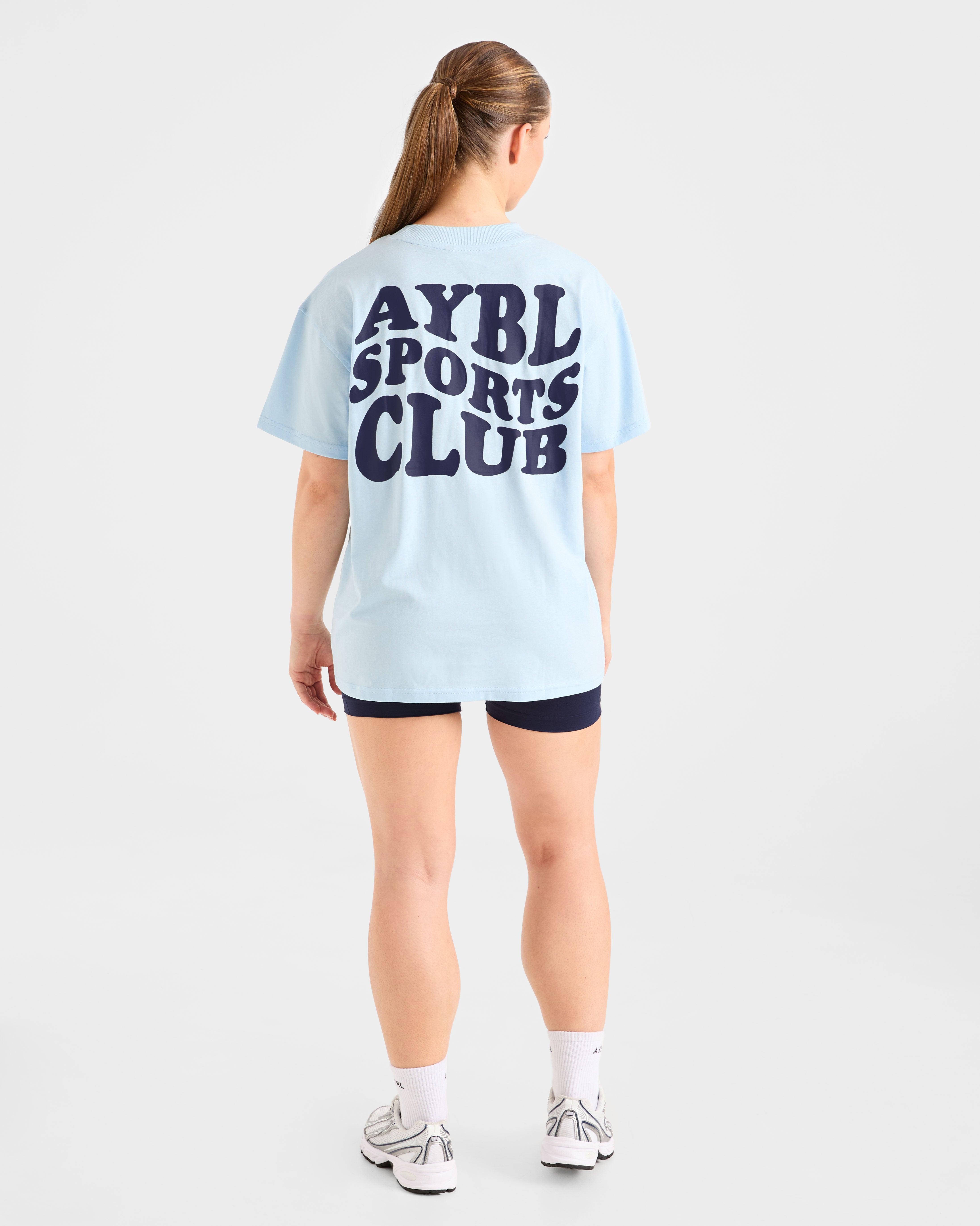 Sports Club Wavy Oversized T Shirt - Blau/Navy