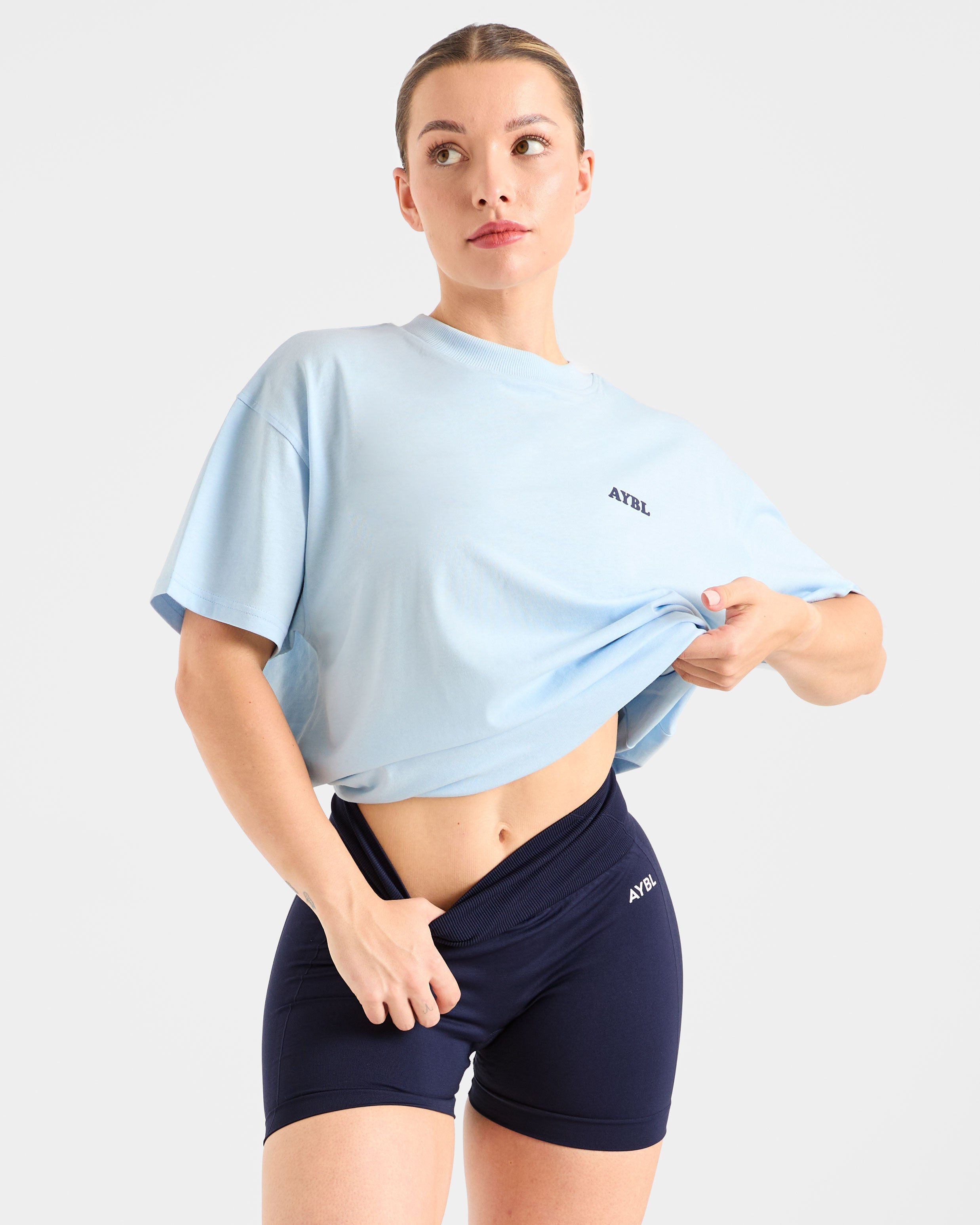 Sports Club Wavy Oversized T Shirt - Blau/Navy
