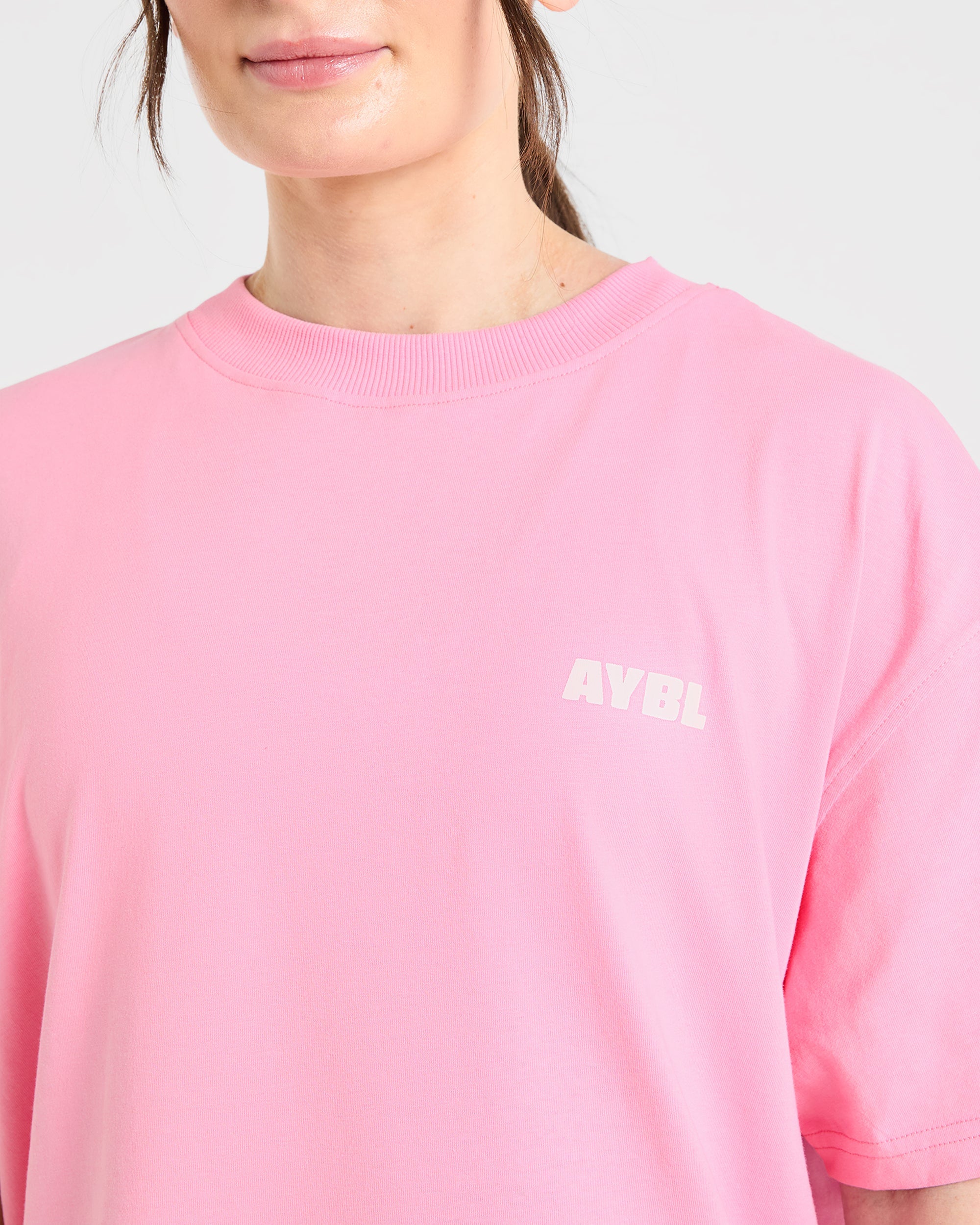 Focused Wavy Oversized T Shirt - Rosa/Weiß