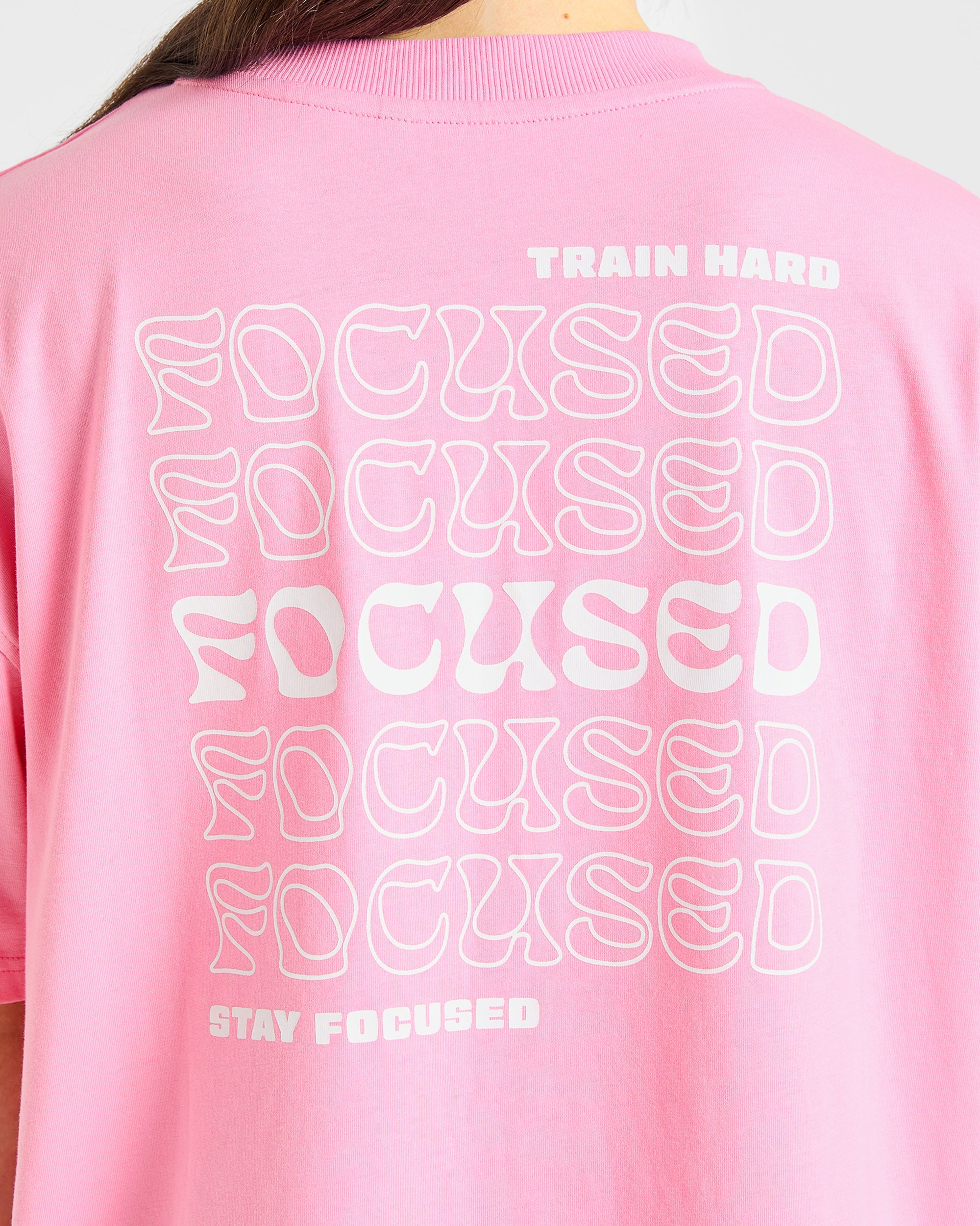 Focused Wavy Oversized T Shirt - Rosa/Weiß