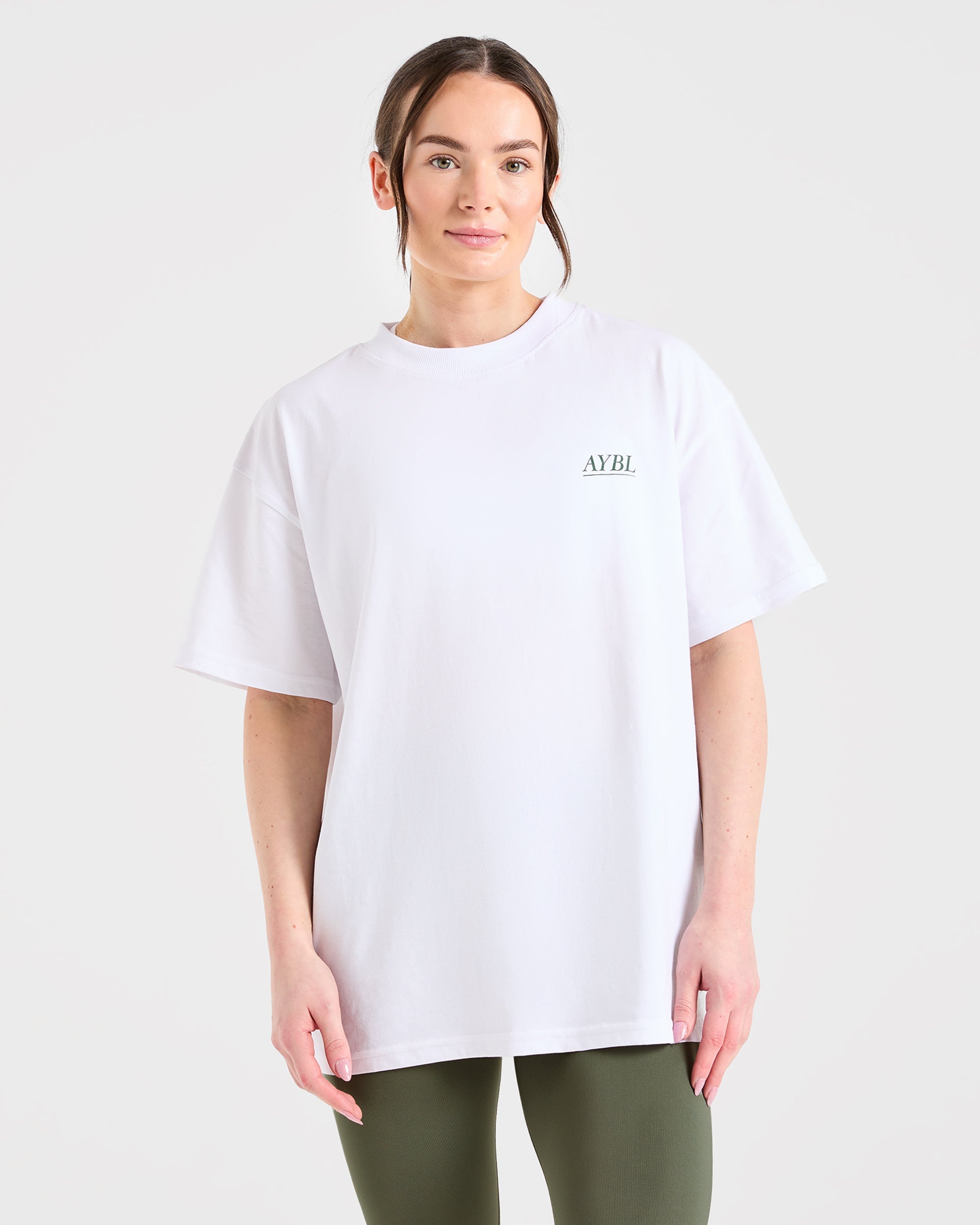 Power Lifting Illustration T Shirt - Weiß/Grün