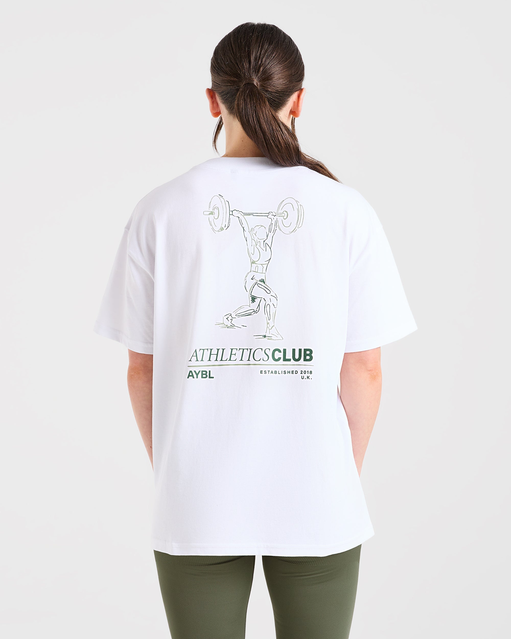 Power Lifting Illustration T Shirt - Weiß/Grün
