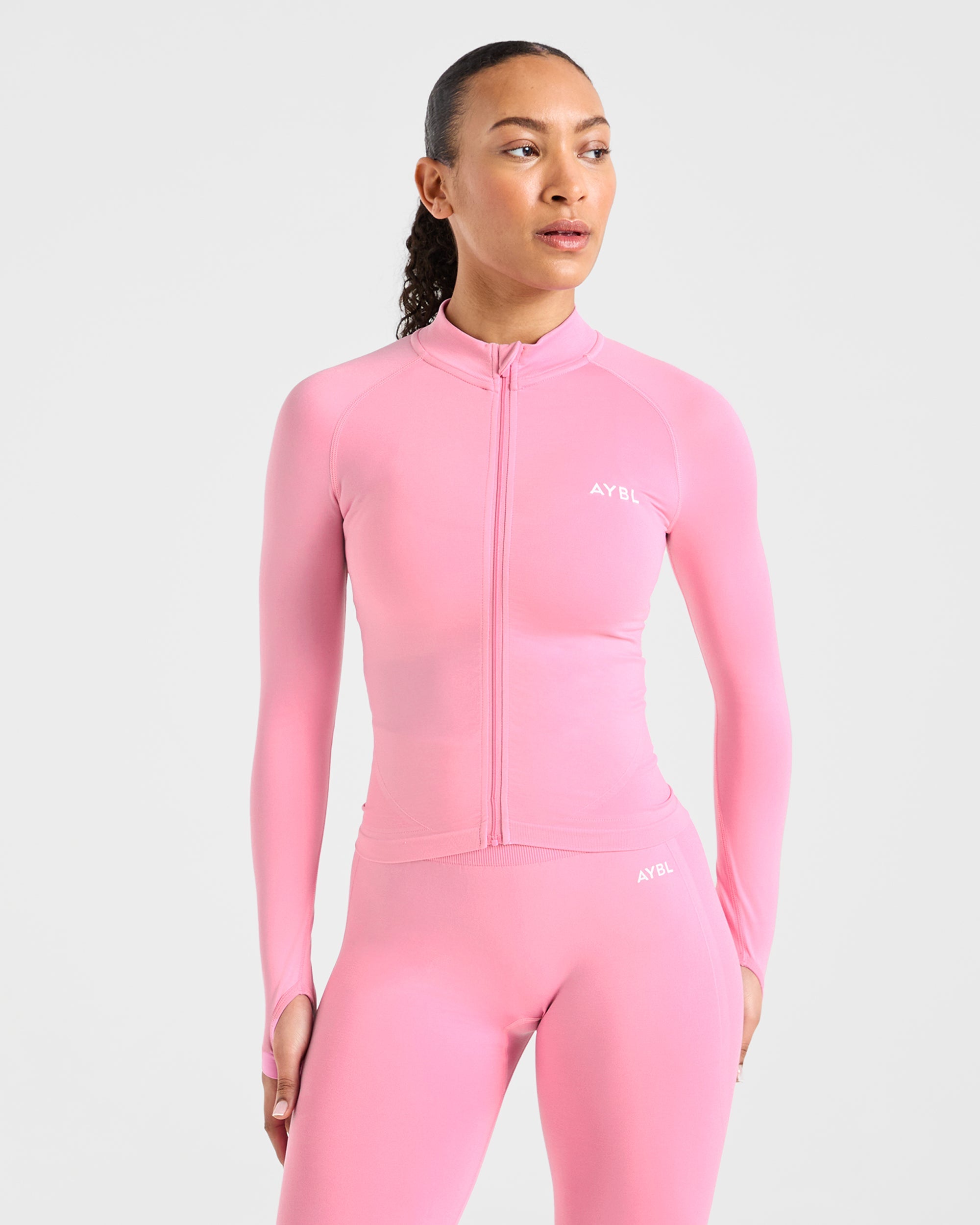 Empower Seamless Full Zip Jacket - Baby Rosa
