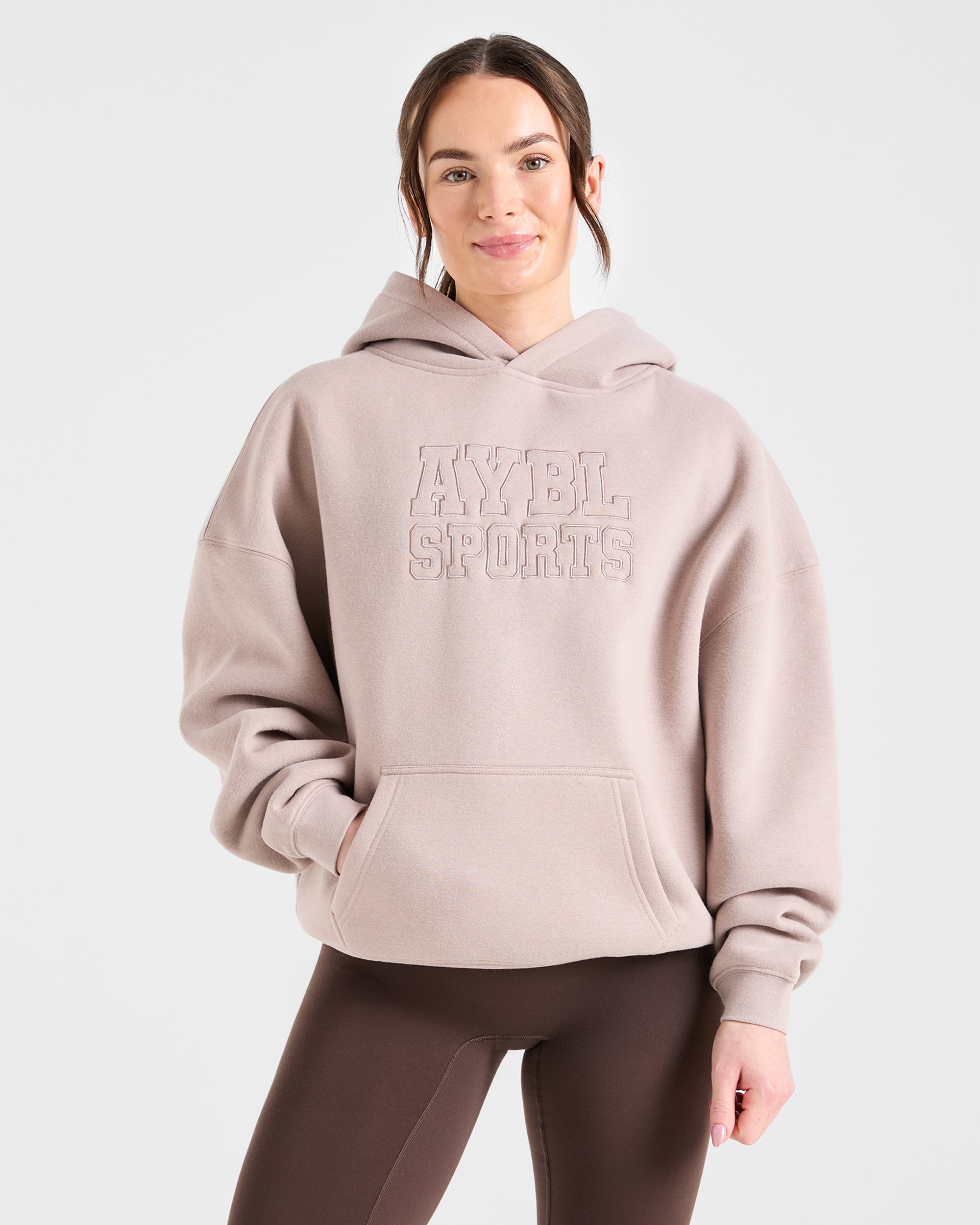 Sport Outline Oversized Hoodie - Pebble Grau
