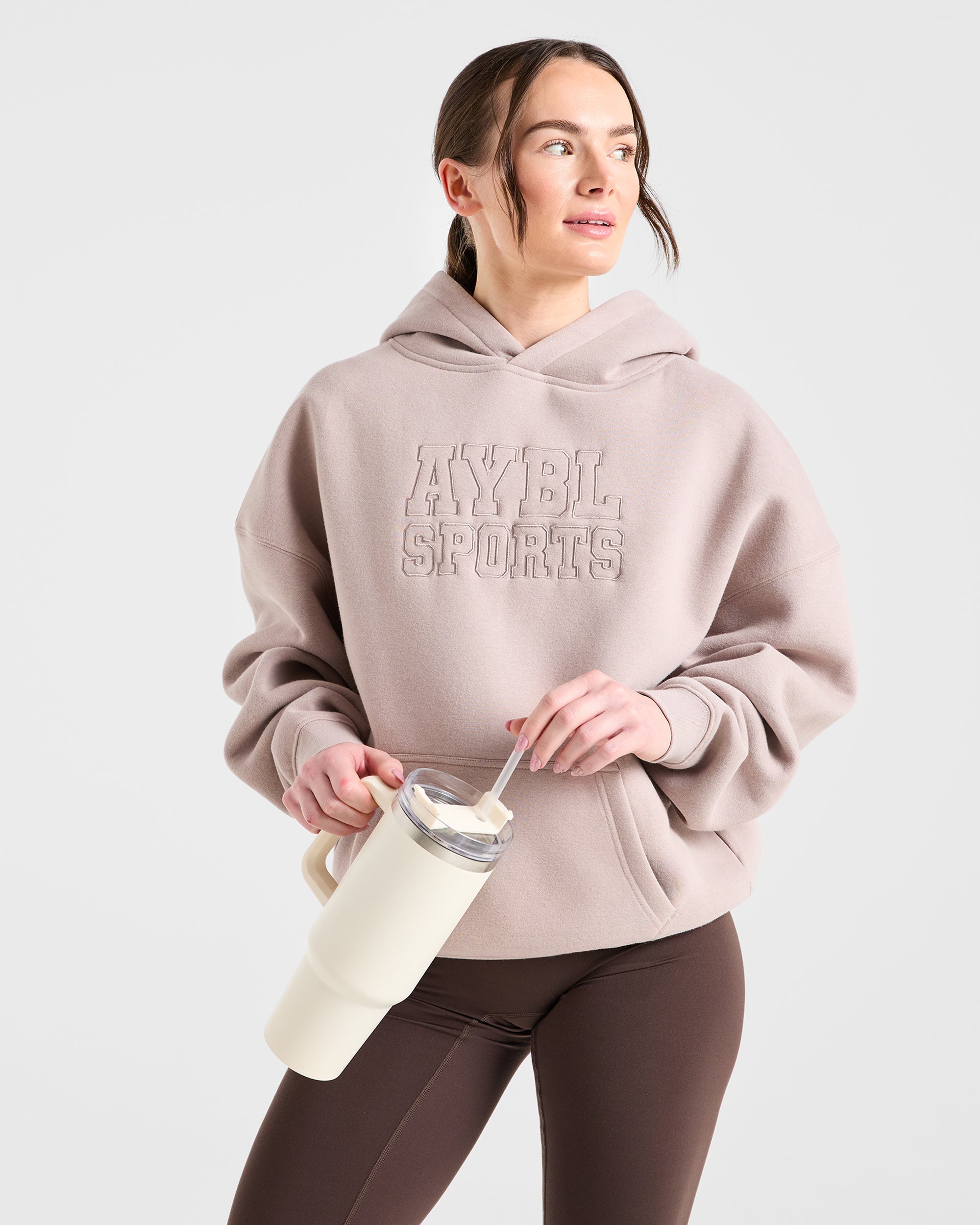 Sport Outline Oversized Hoodie - Pebble Grau