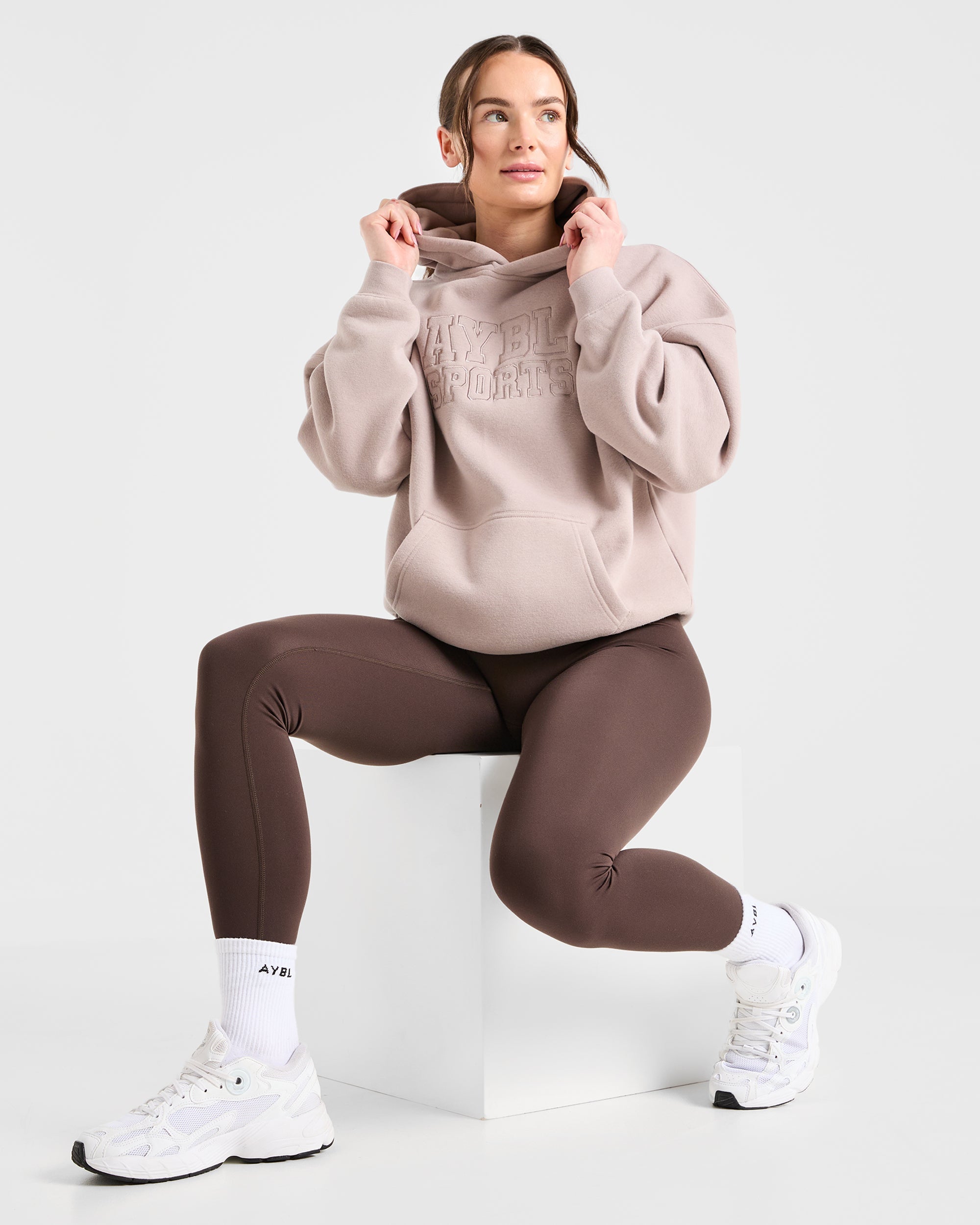 Sport Outline Oversized Hoodie - Pebble Grau