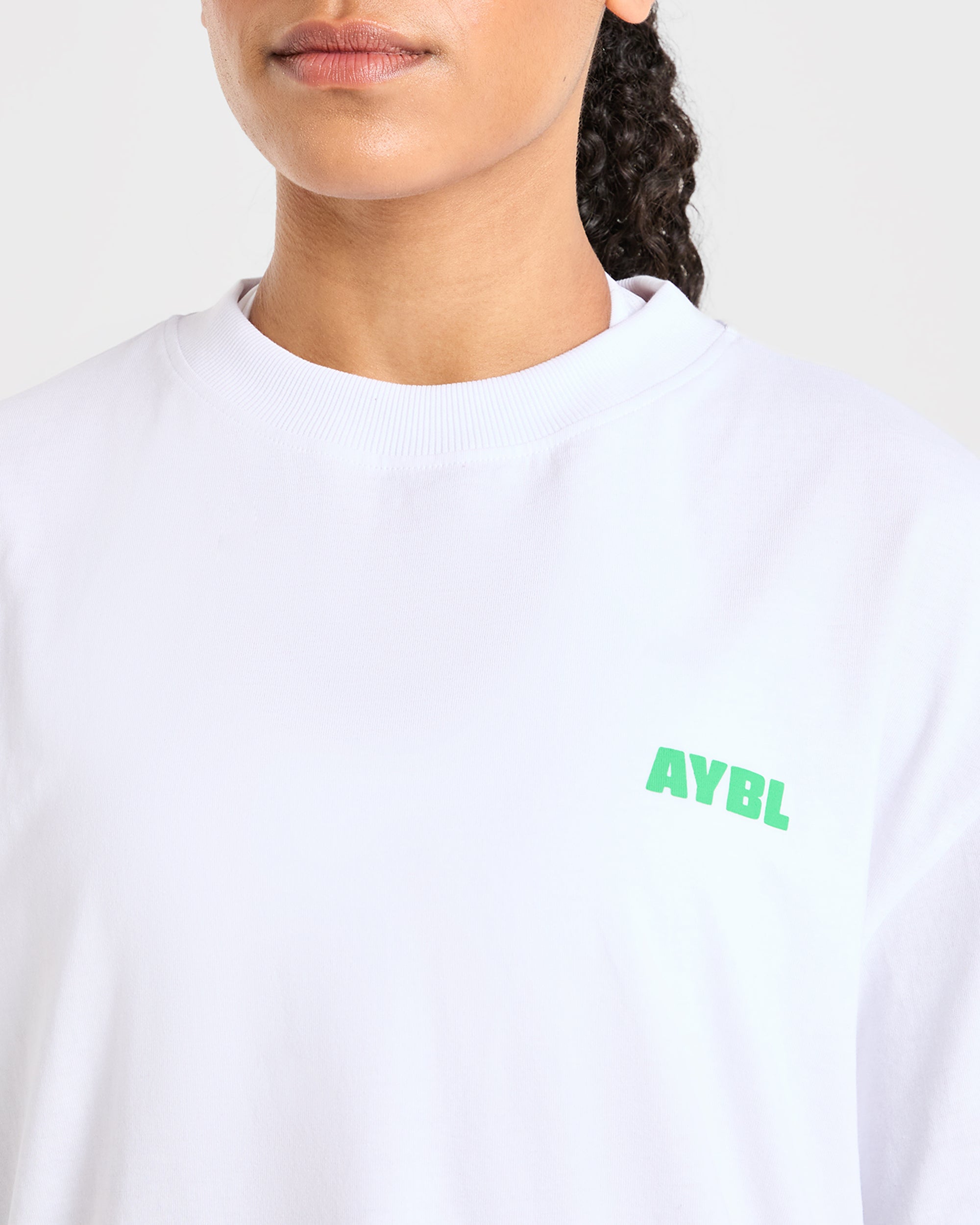 Focused Wavy Oversized T Shirt - Weiß/Grün