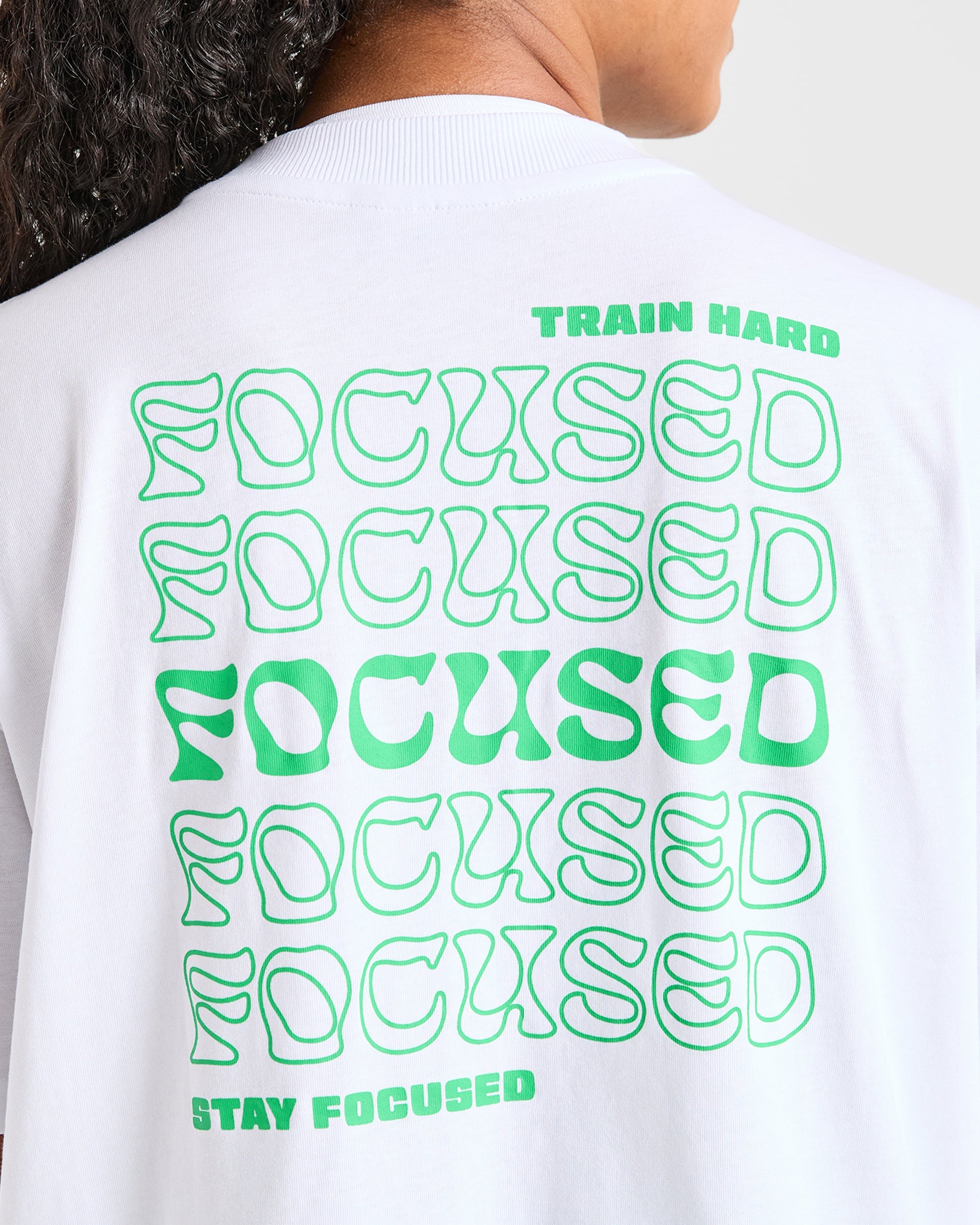 Focused Wavy Oversized T Shirt - Weiß/Grün