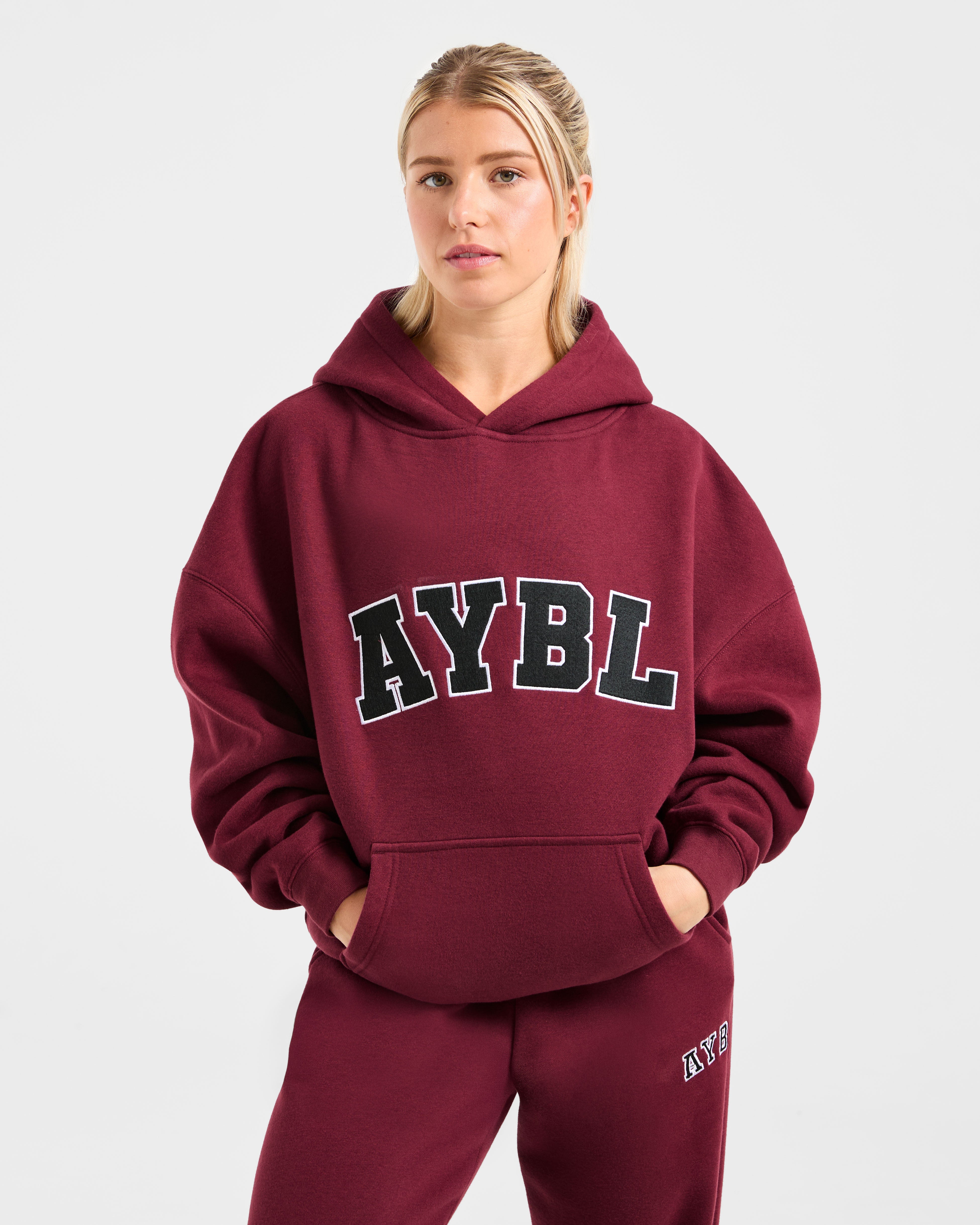 Varsity 2.0 Oversized Hoodie - Rot Wine