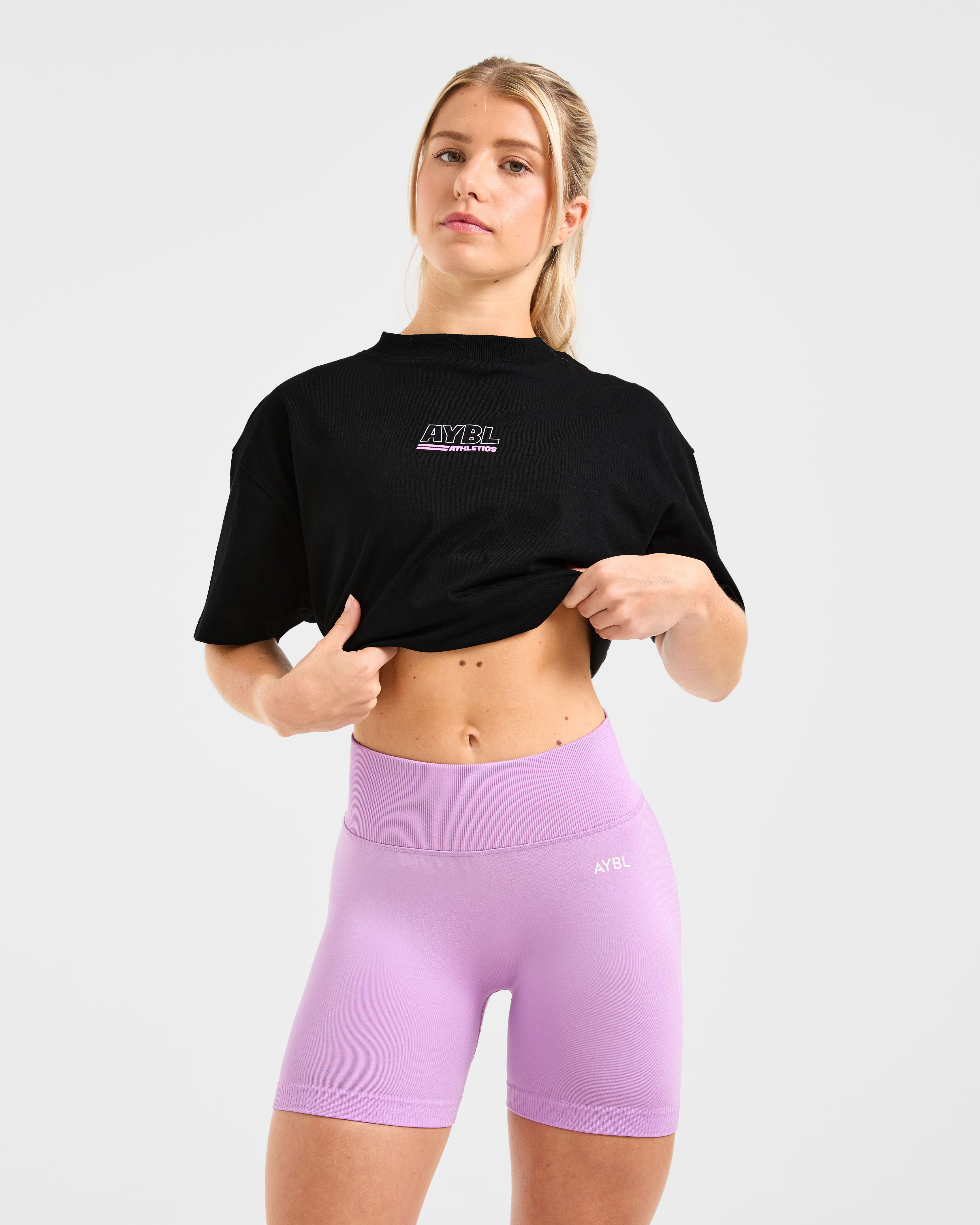 Athletics Track Oversized T Shirt - Schwarz/Rosa