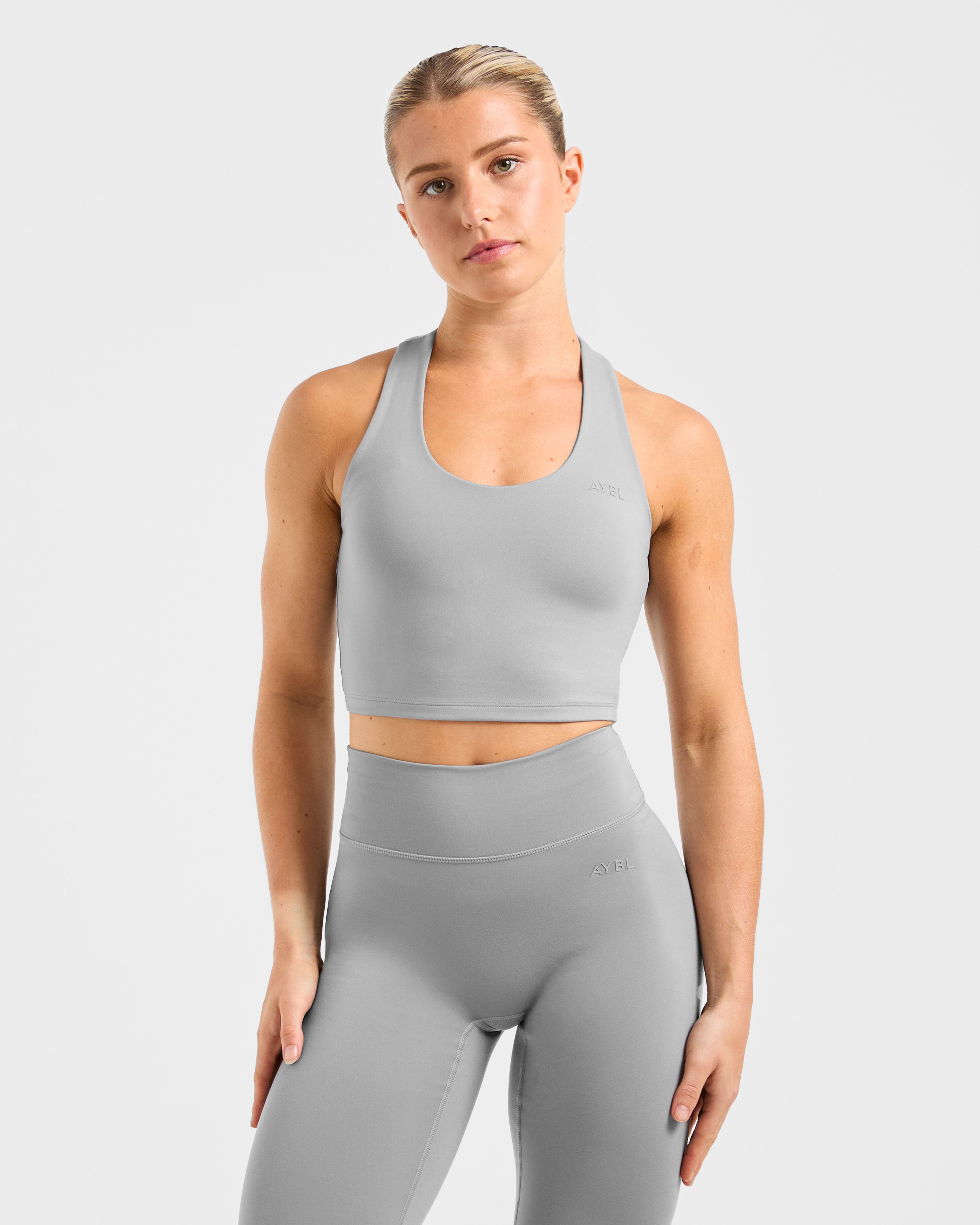 Staple Halterneck Crop Top - Grau