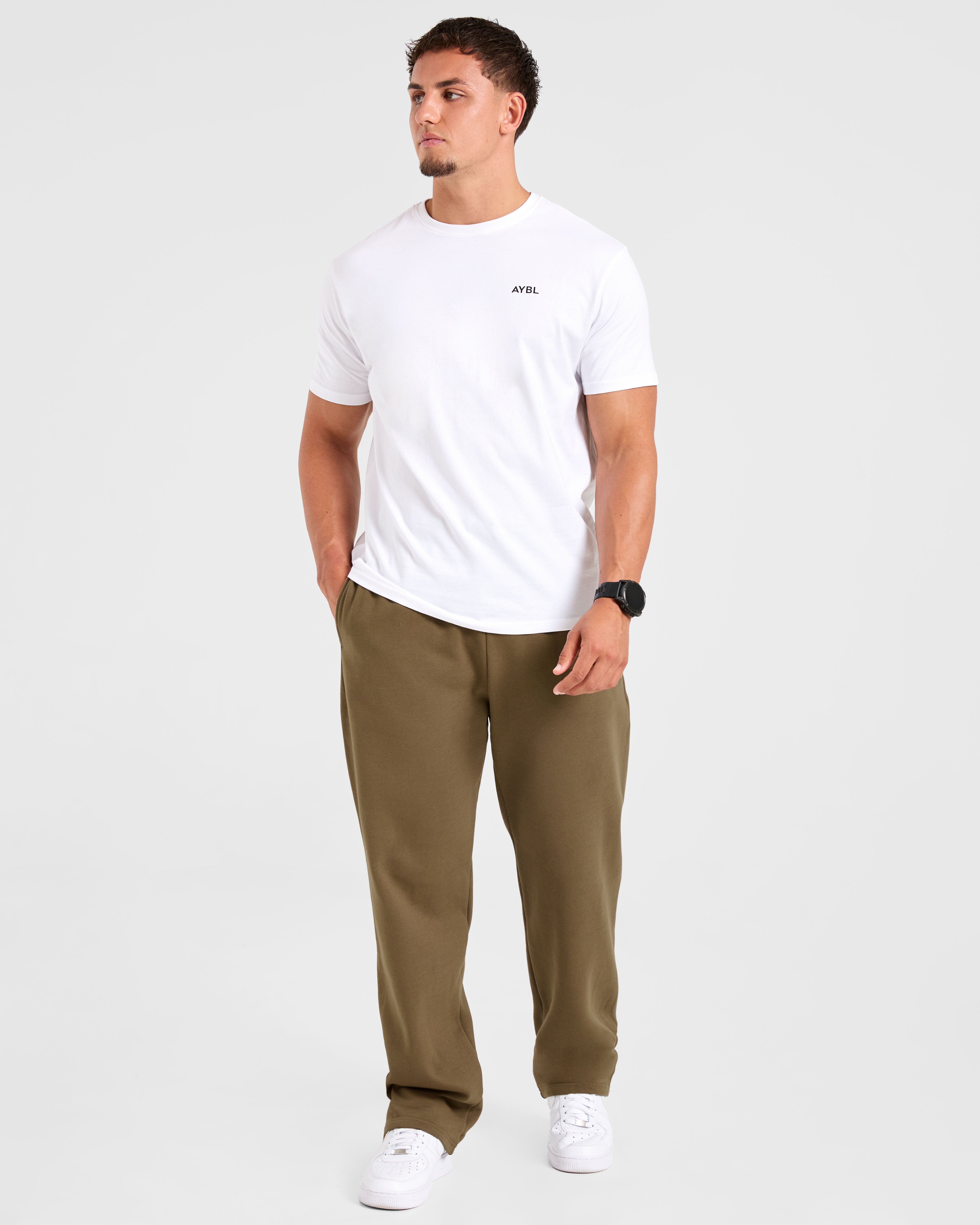 Essential Oversized Straight Leg Joggers- Olive Grün