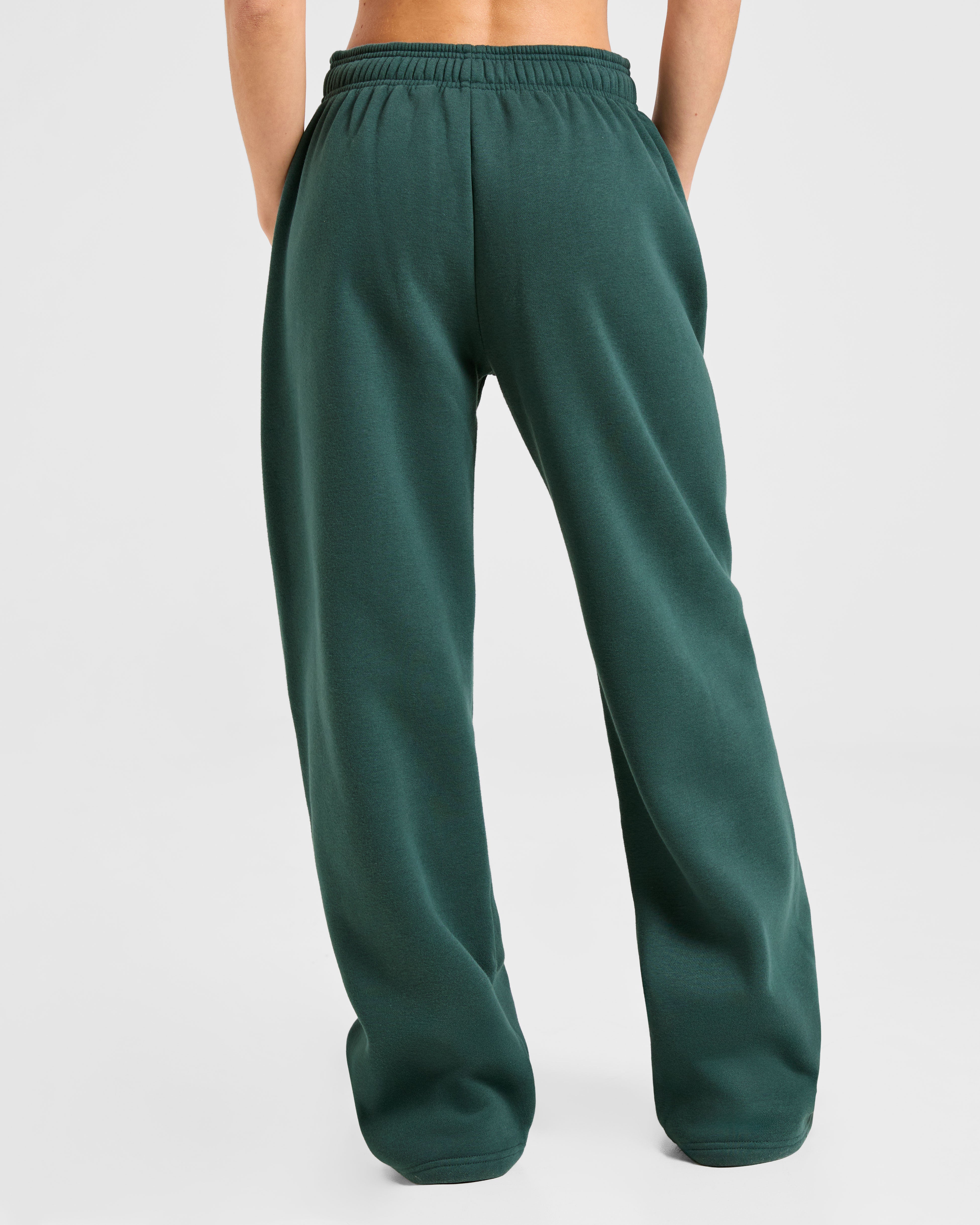 Classic Plush Oversized Straight Leg Joggers - Pine Grün