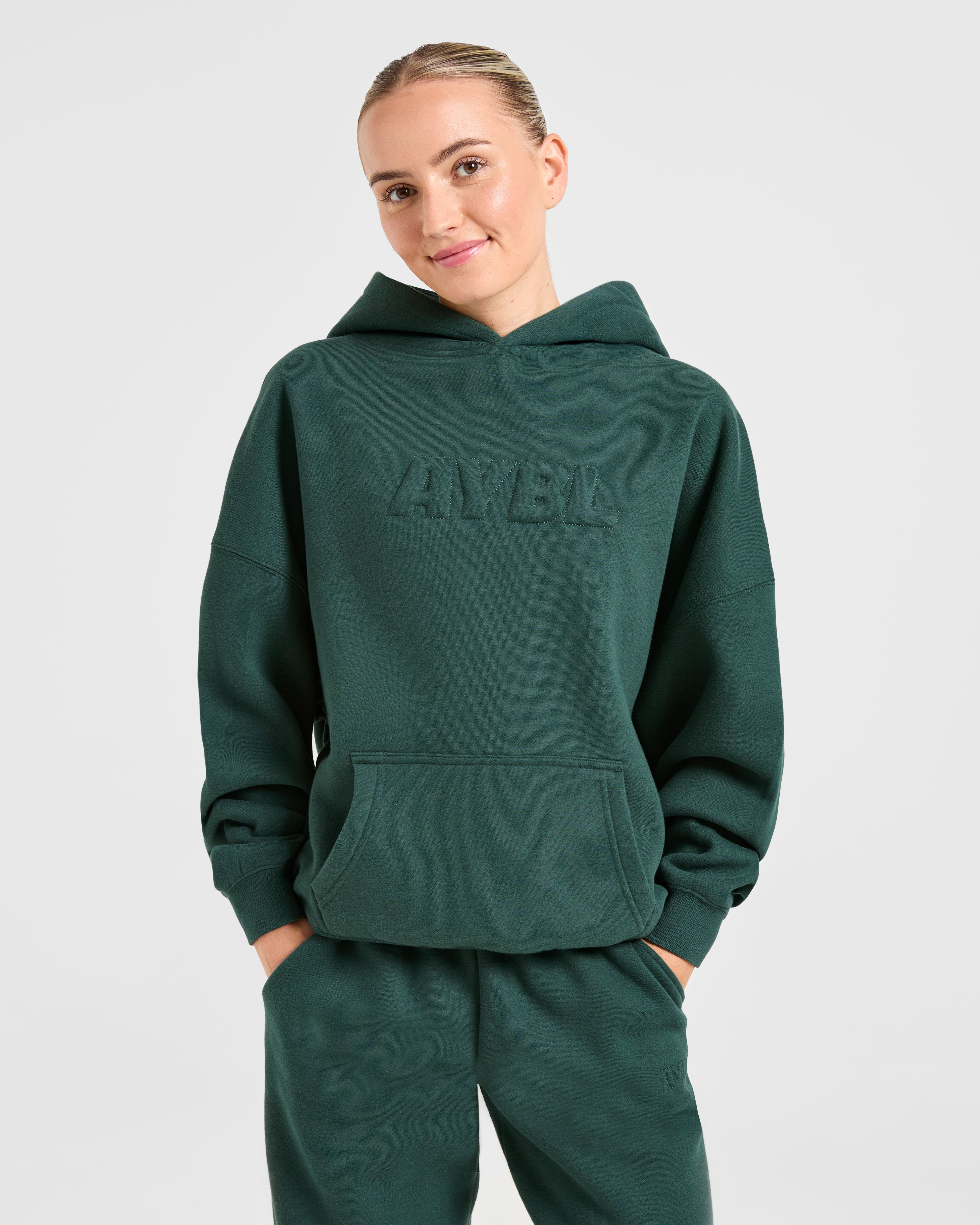 Classic Plush Oversized Hoodie - Pine Grün