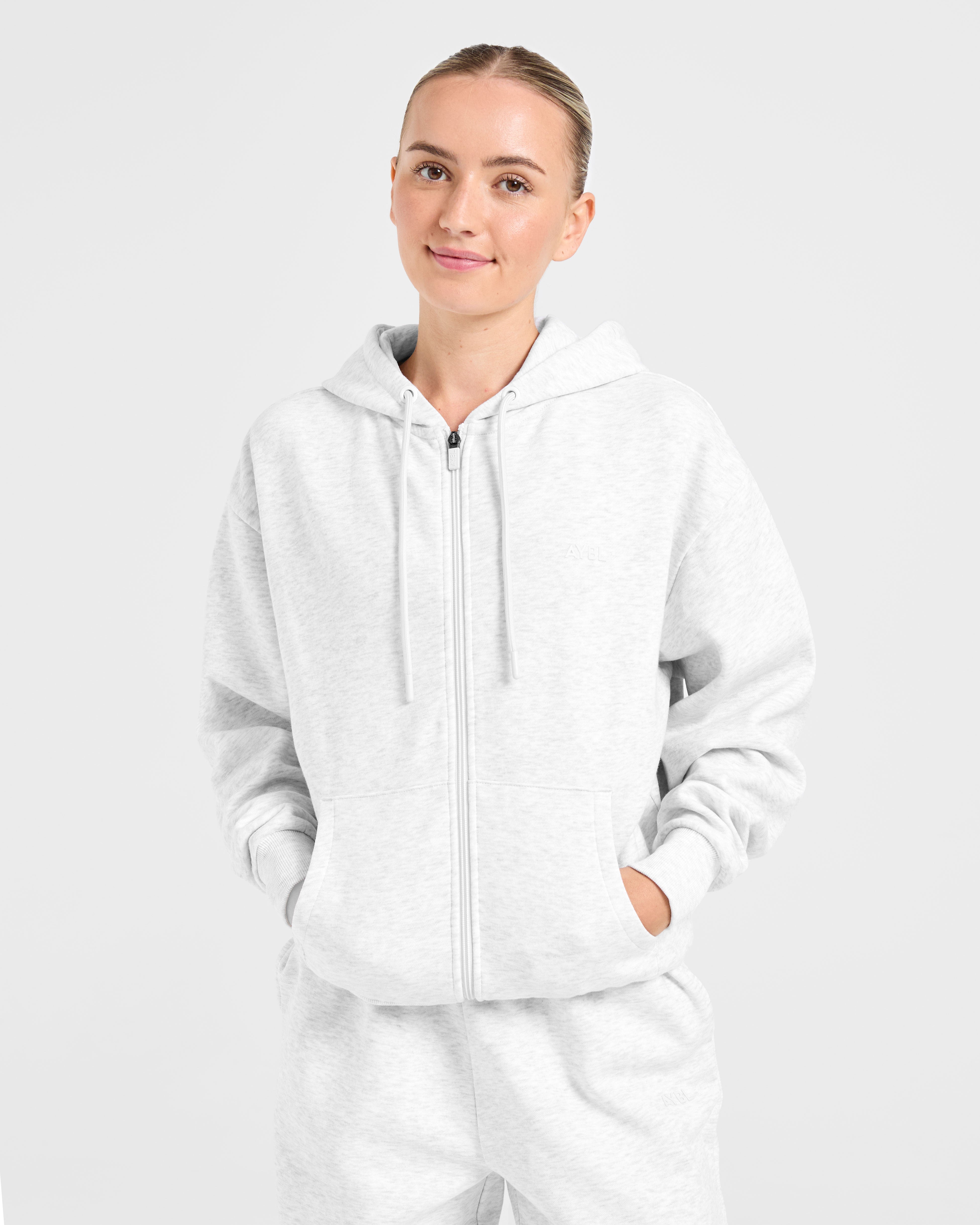Lifestyle Oversized Zip Up Hoodie - Heather Grau