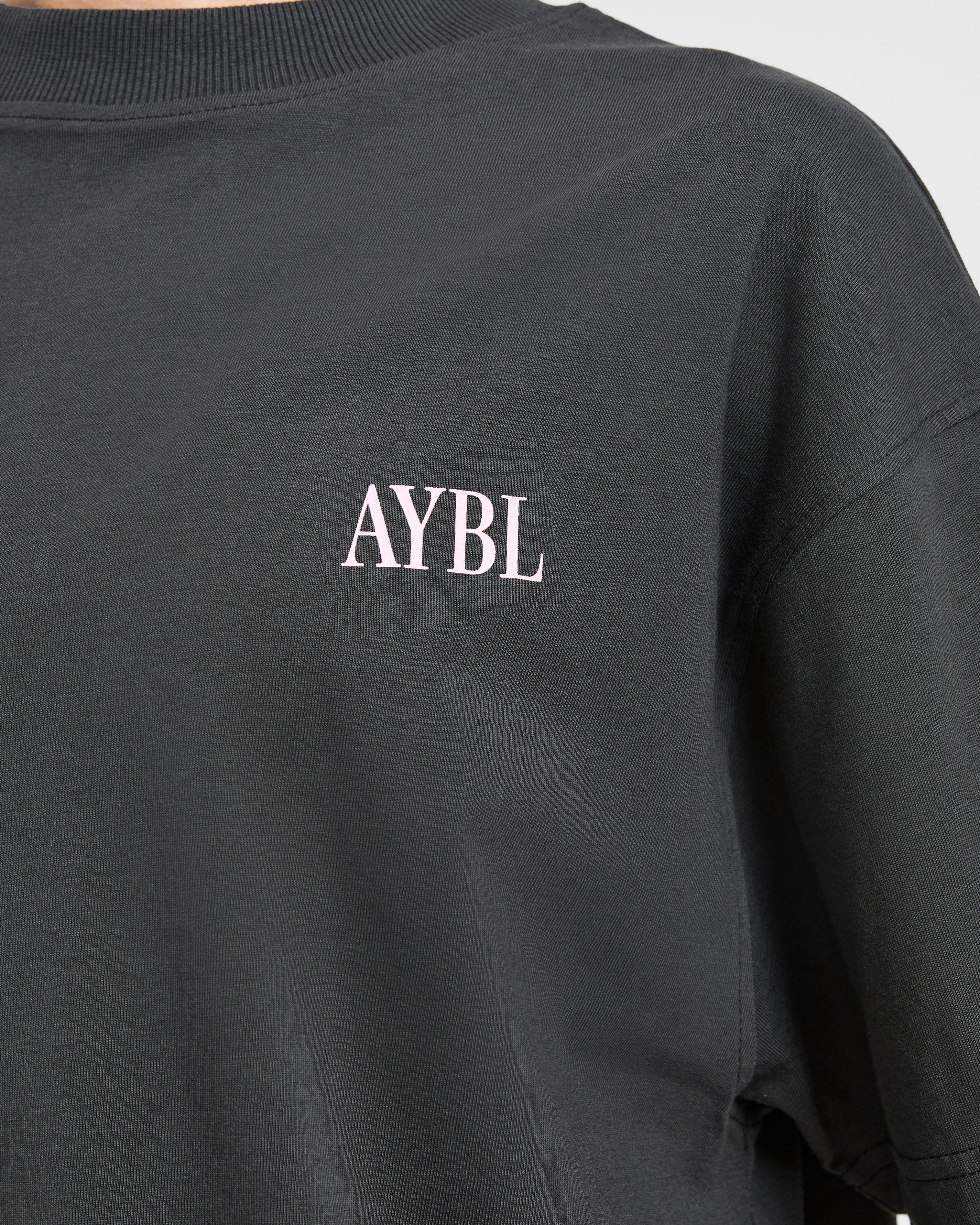 AYBL Strength Studio Oversized T Shirt - Charcoal/Rosa