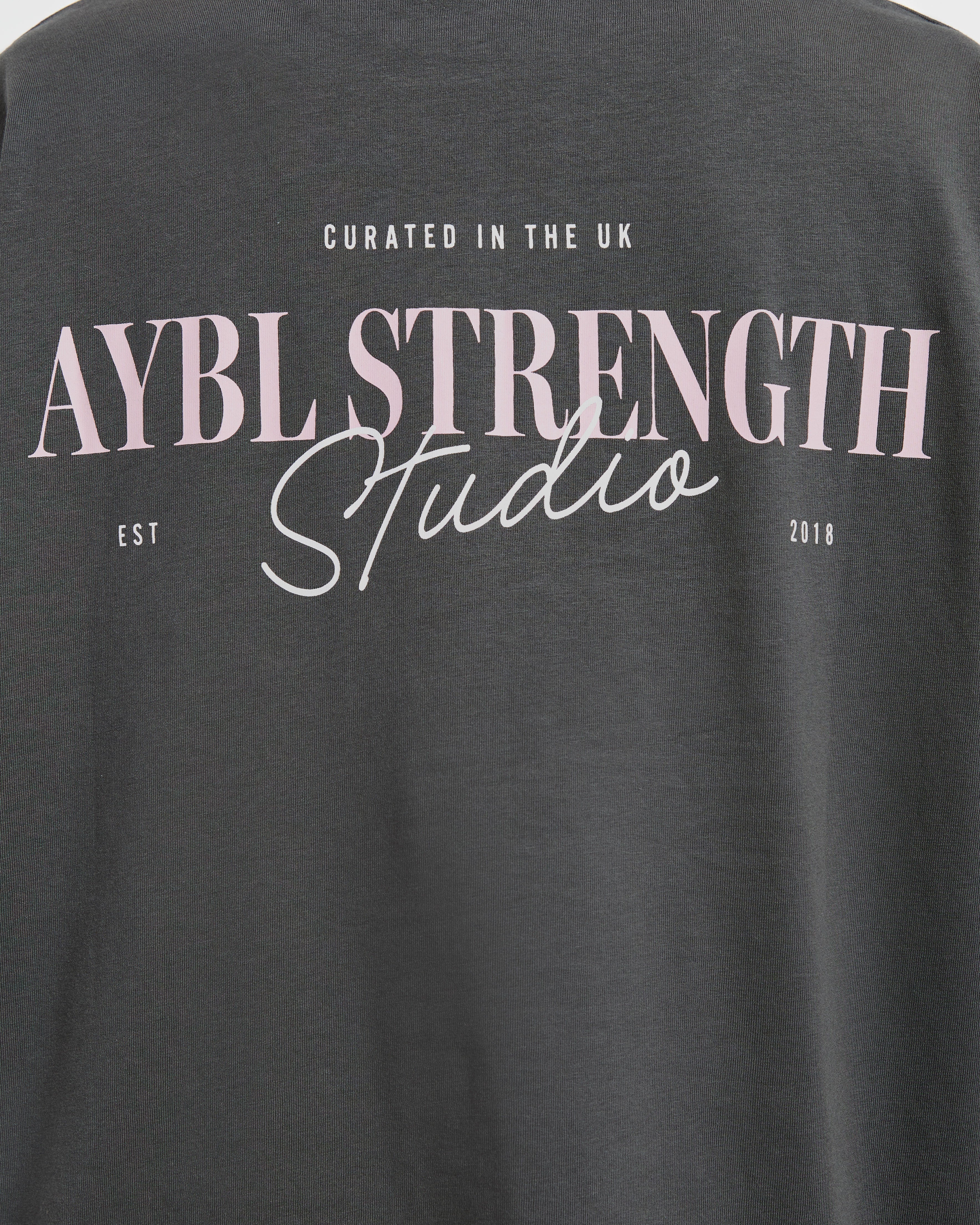 AYBL Strength Studio Oversized T Shirt - Charcoal/Rosa