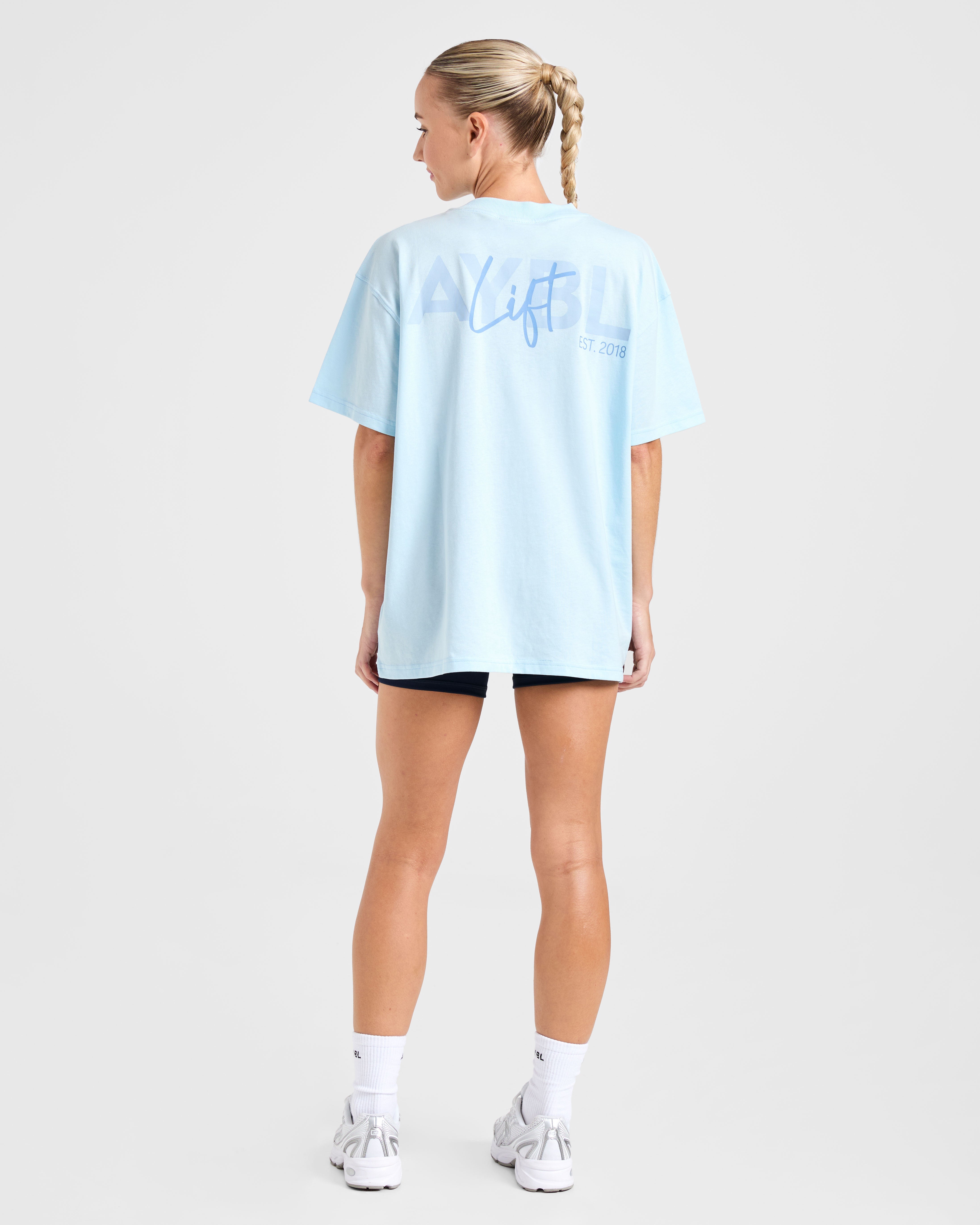 Lift Graphic Oversized T Shirt - Baby Blau