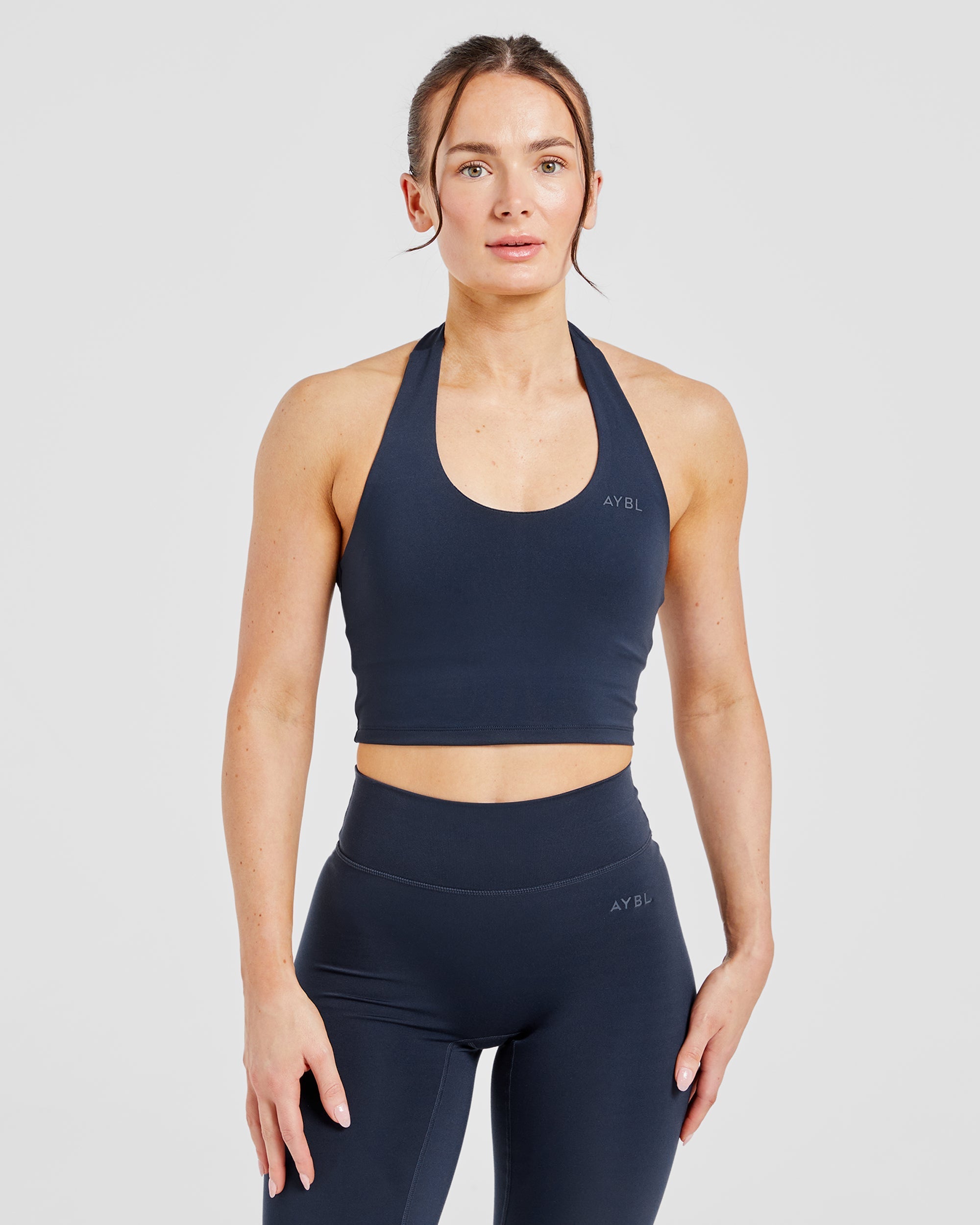Staple Halterneck Crop Top - Navy