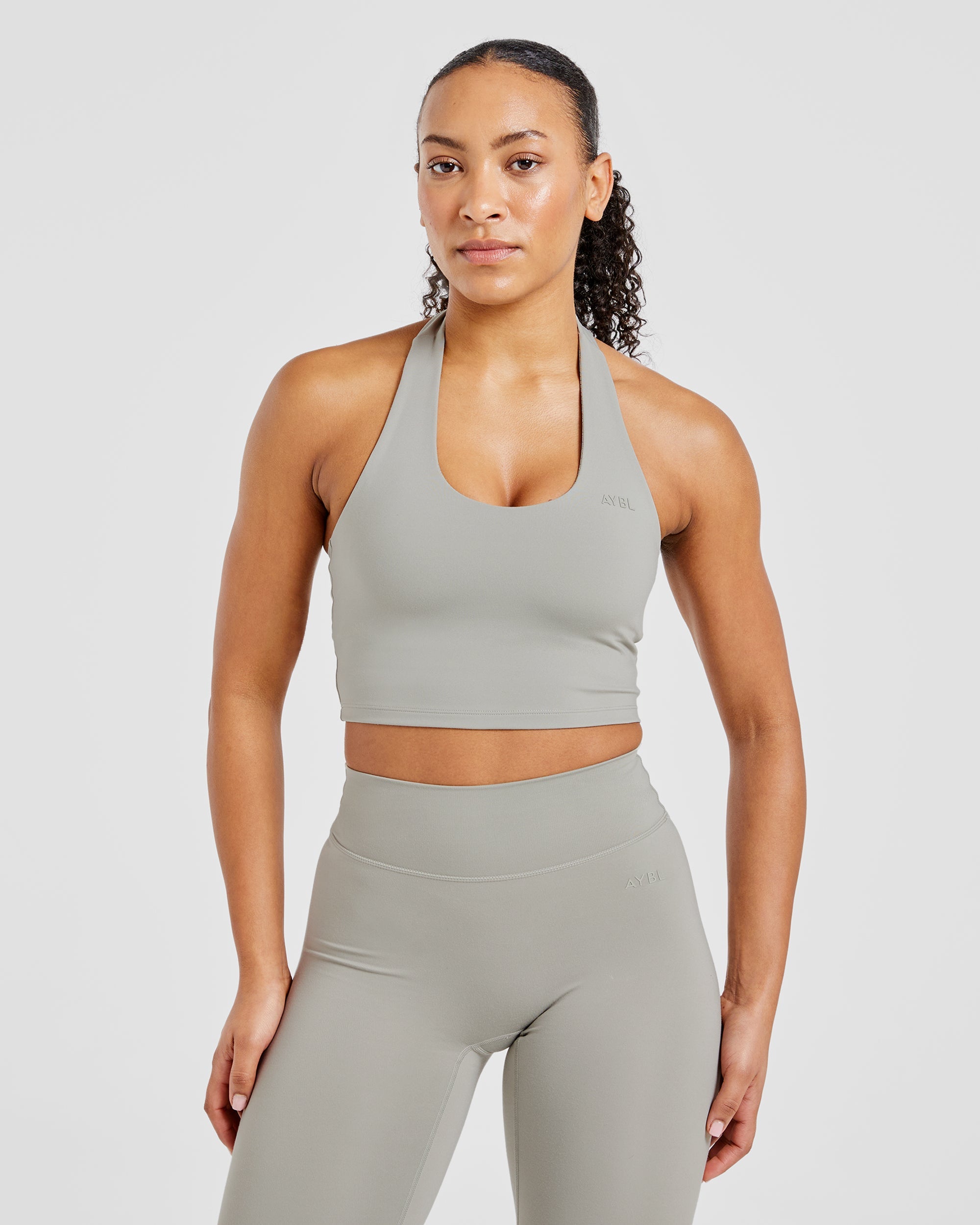 Staple Halterneck Crop Top - Washed Olive