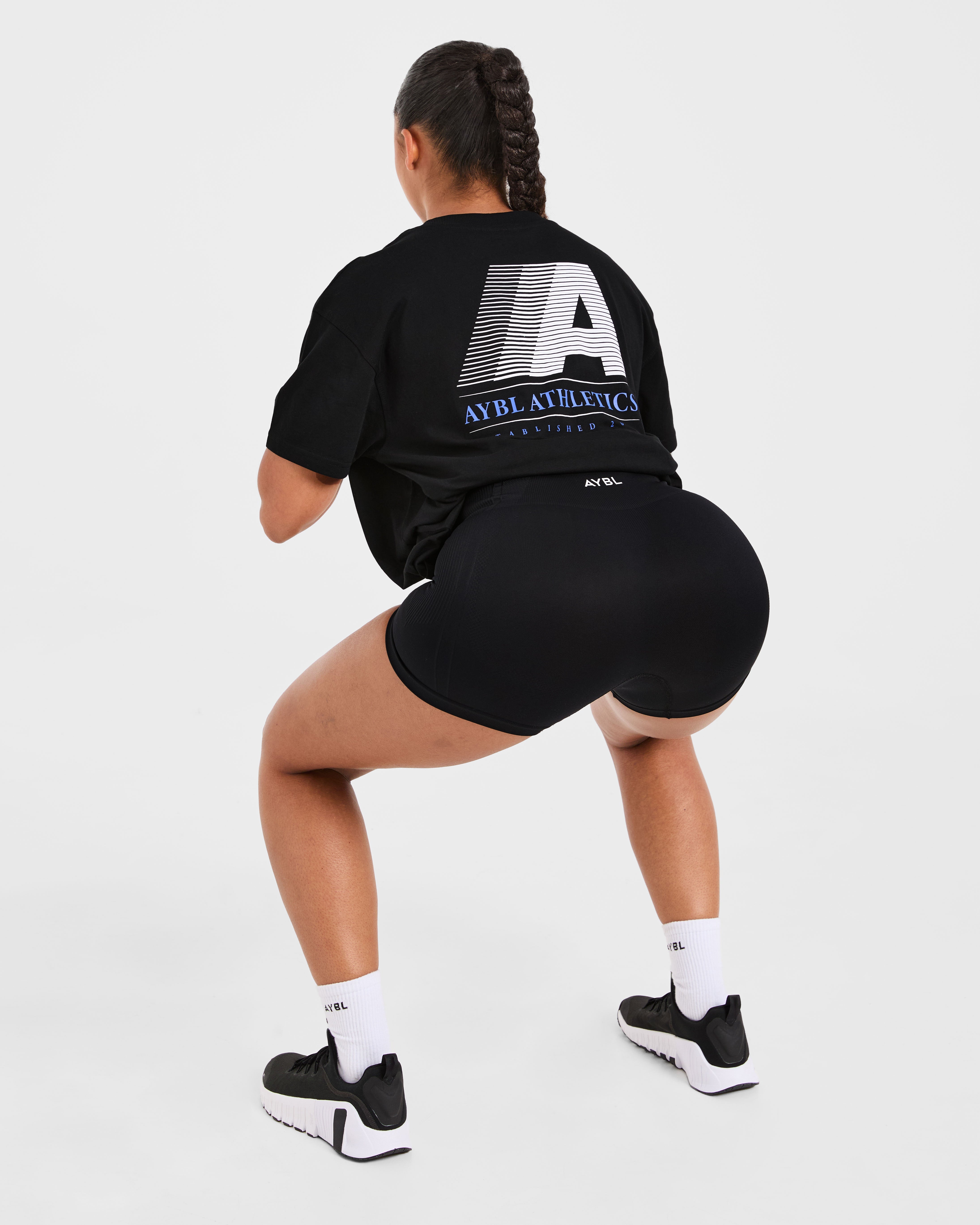 Retro Athletics Oversized T Shirt - Schwarz