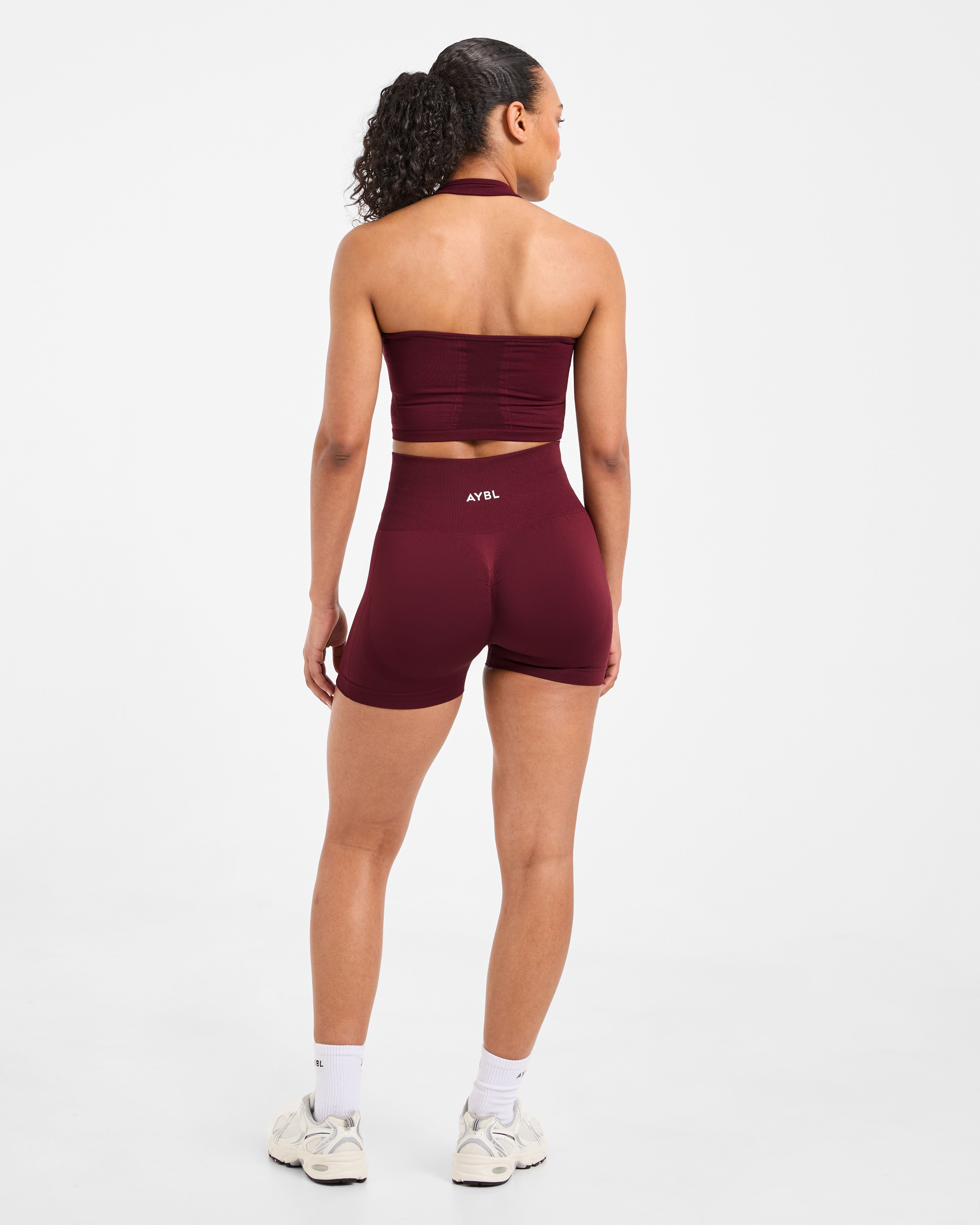 Empower Seamless Halterneck Crop Top - Rot Wine
