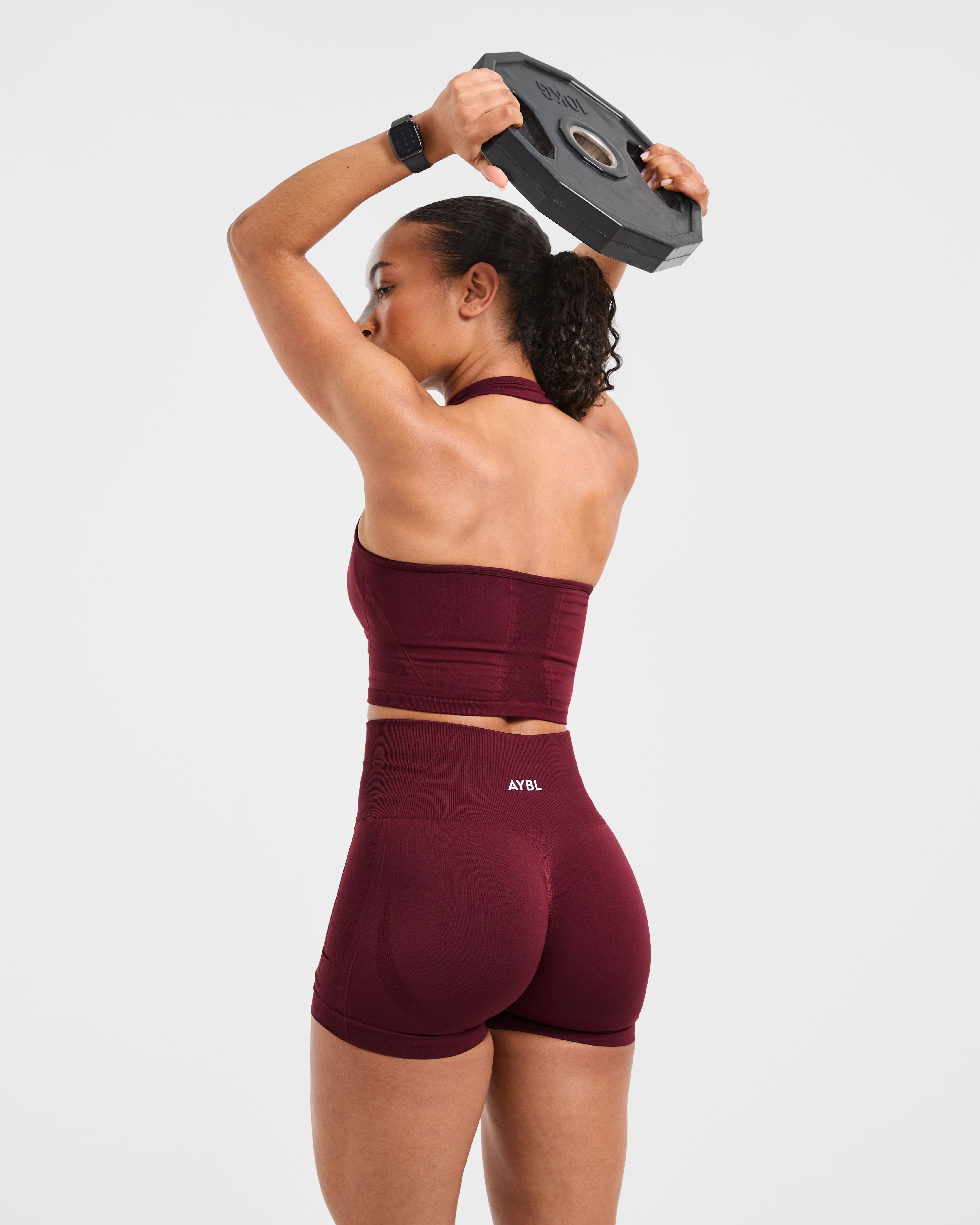 Empower Seamless Halterneck Crop Top - Rot Wine