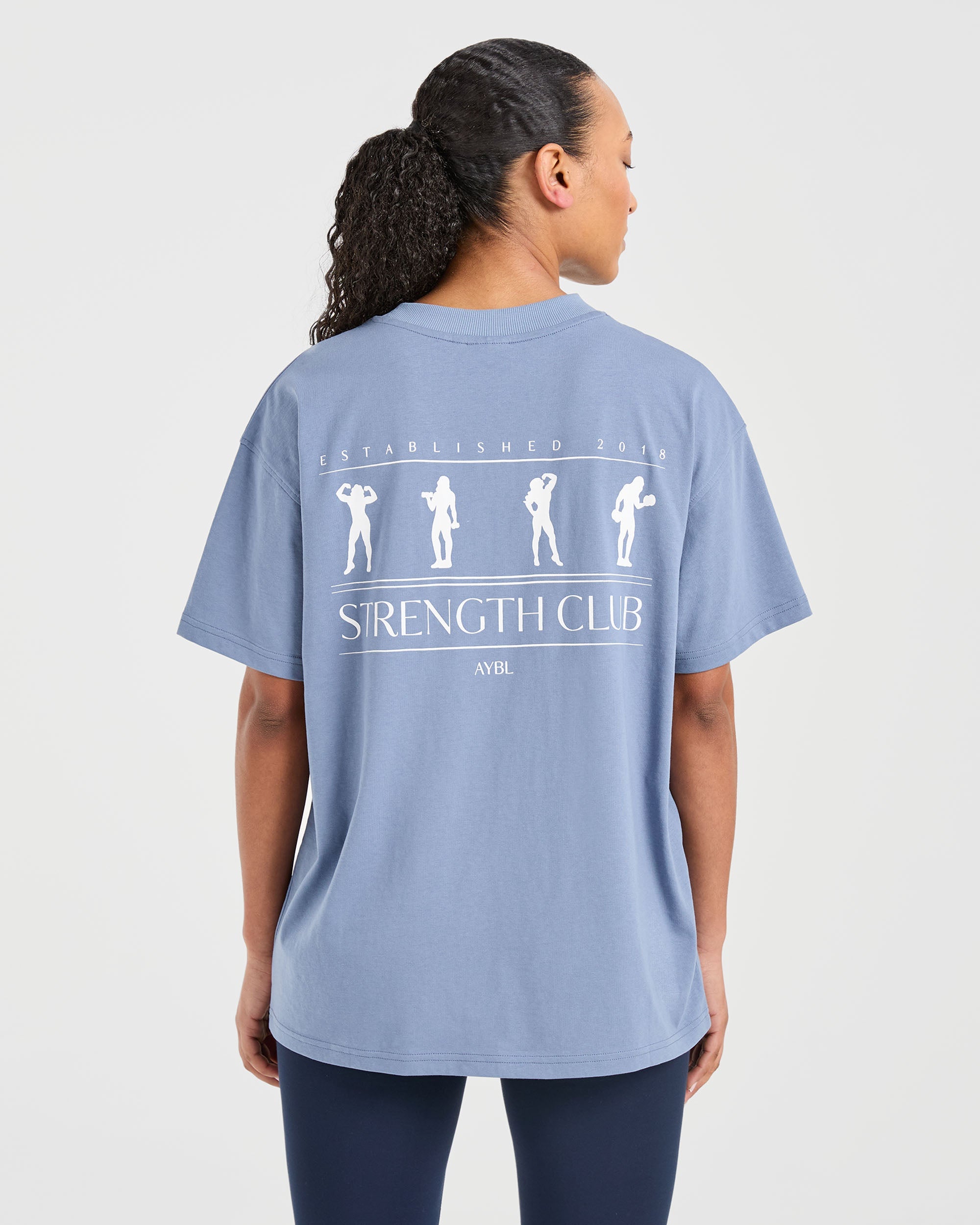 Strength Club Oversized T Shirt - Blau
