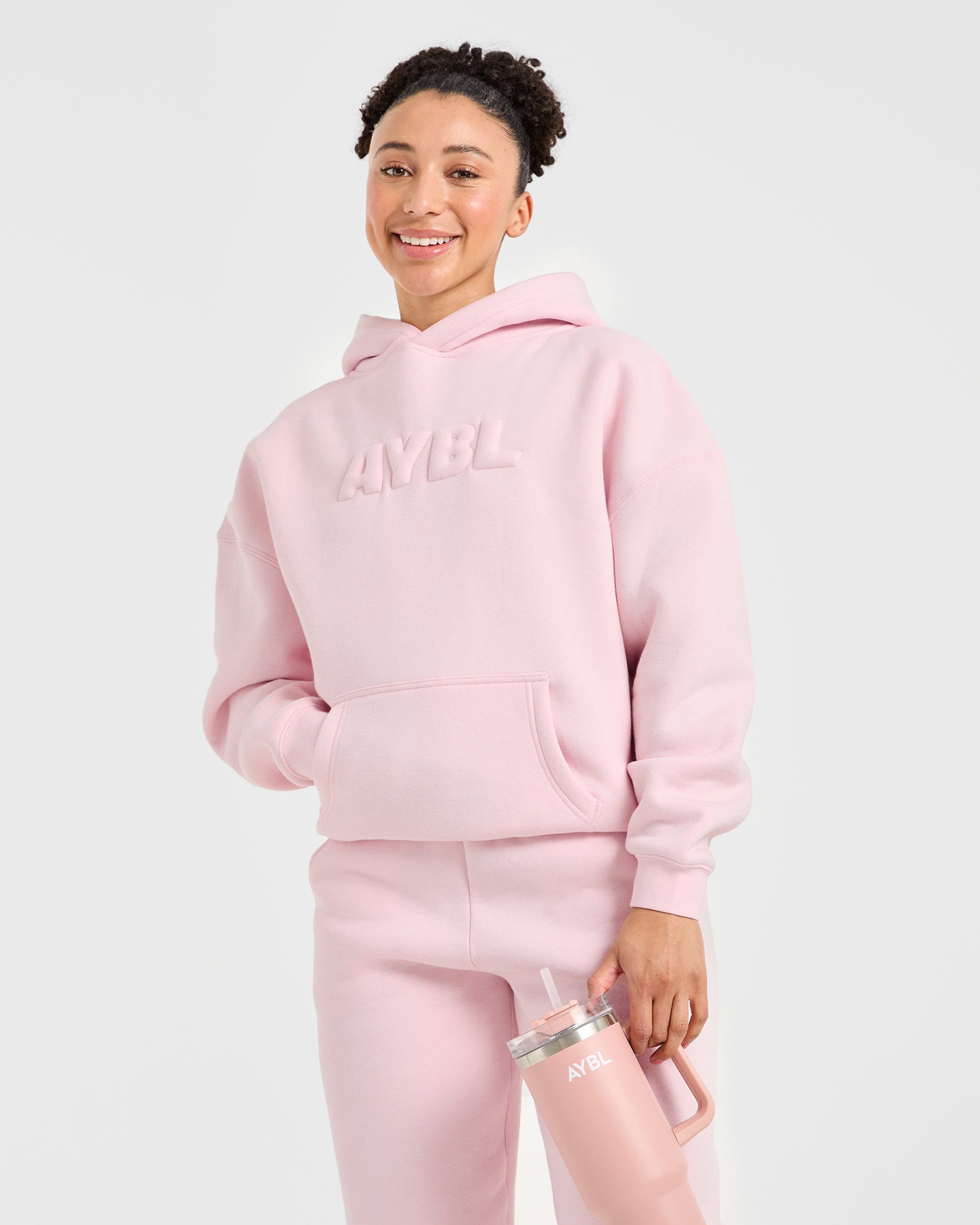 Classic Plush Oversized Hoodie - Pastel Rosa
