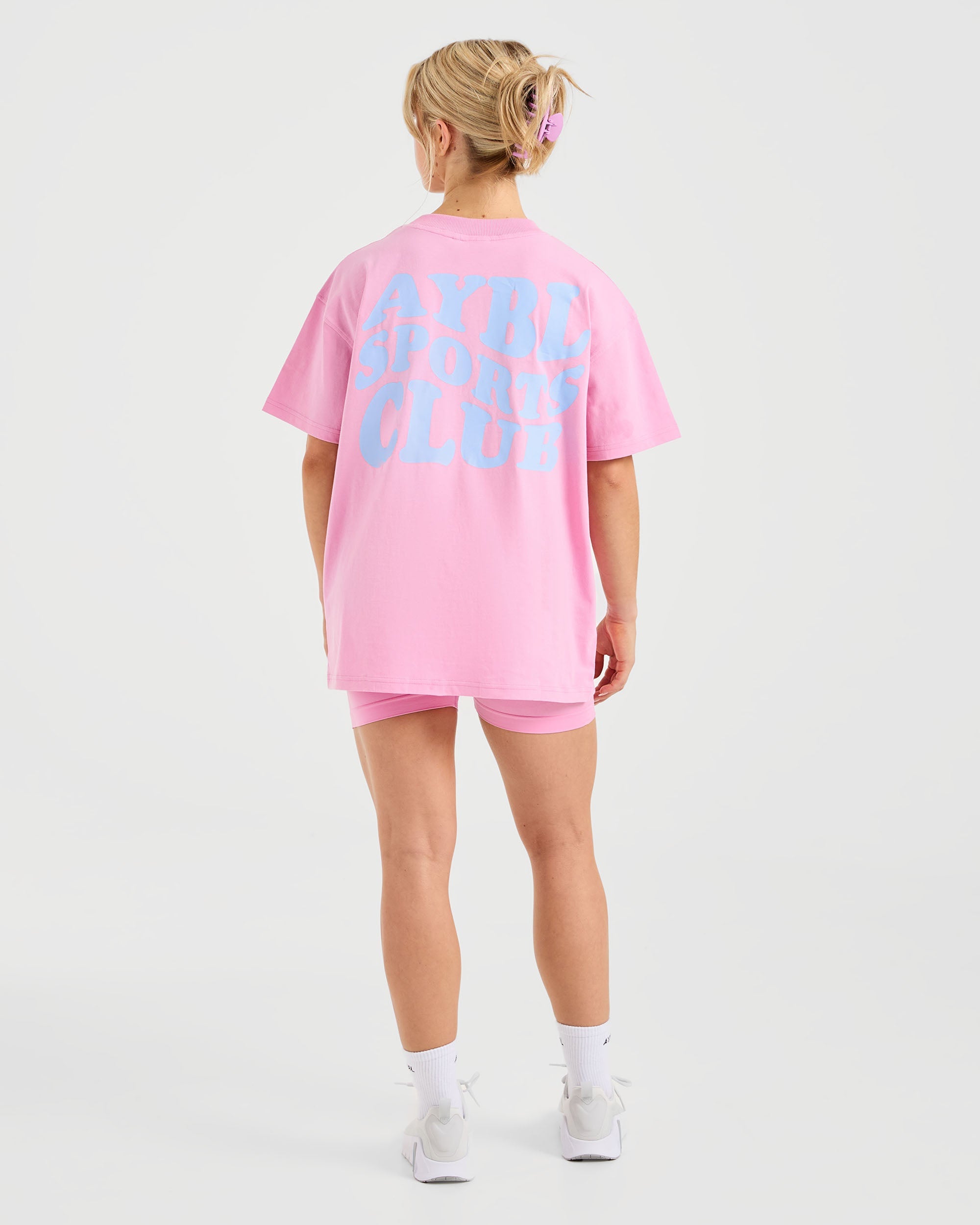 Sports Club Wavy Oversized T Shirt - Baby Rosa