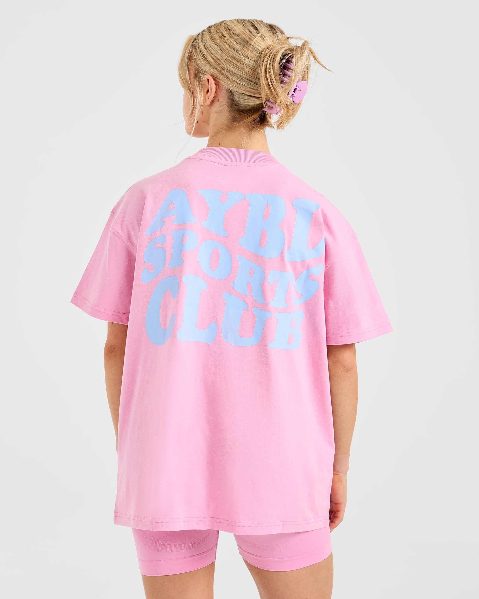 Sports Club Wavy Oversized T Shirt - Baby Rosa