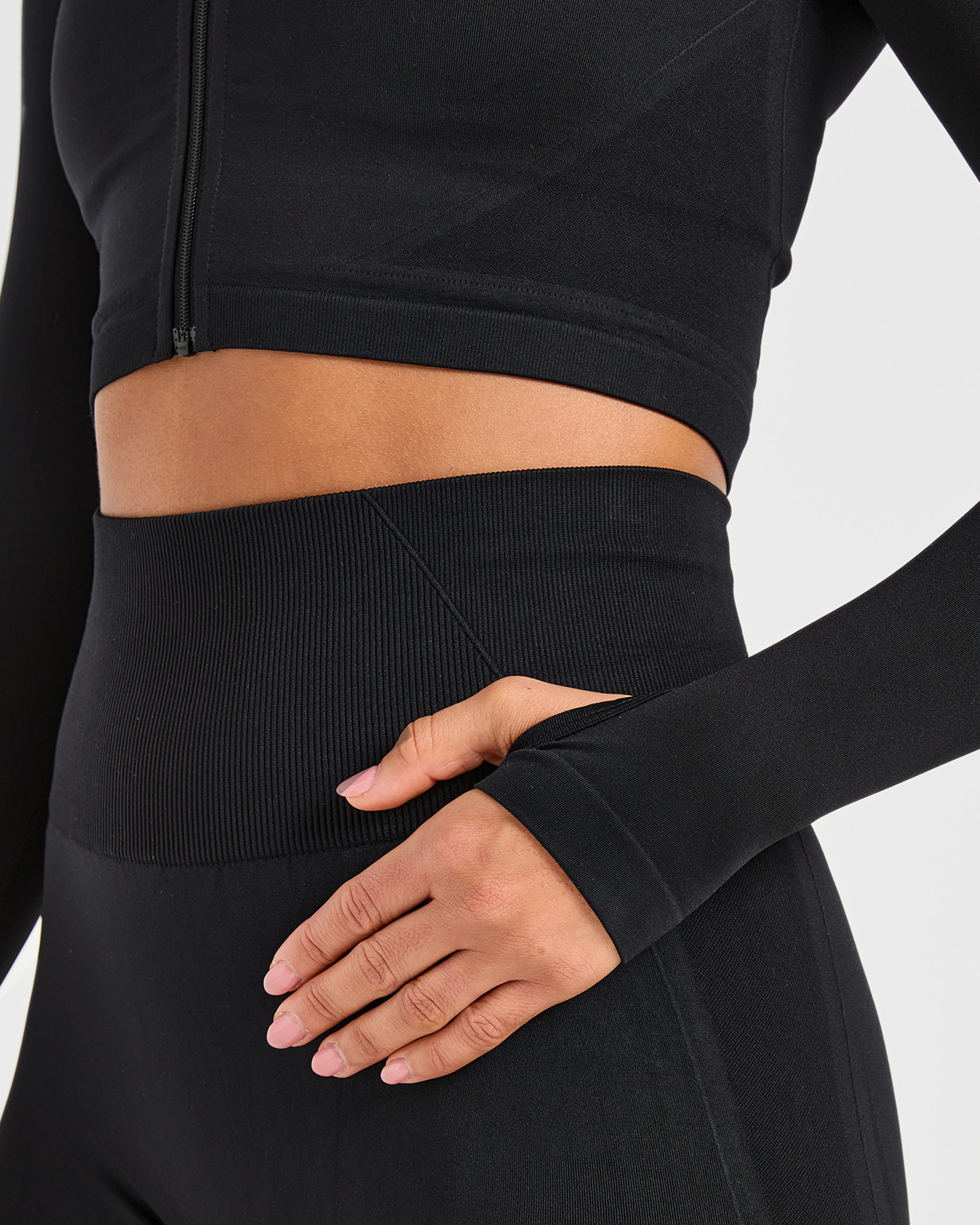 Empower Seamless Crop Zip Jacket - Schwarz