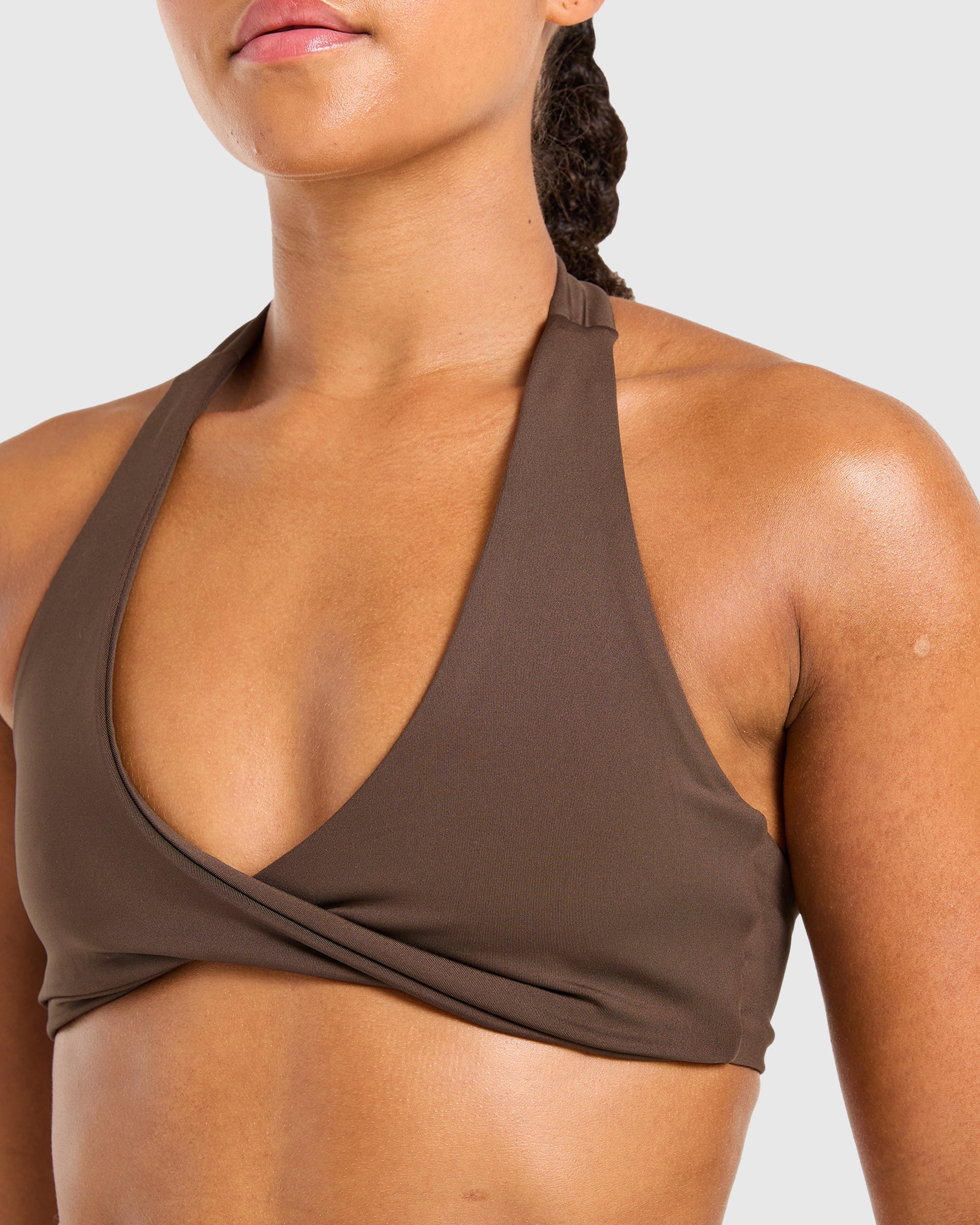 Essential Halterneck Sports Bra - Deep Cocoa Braun